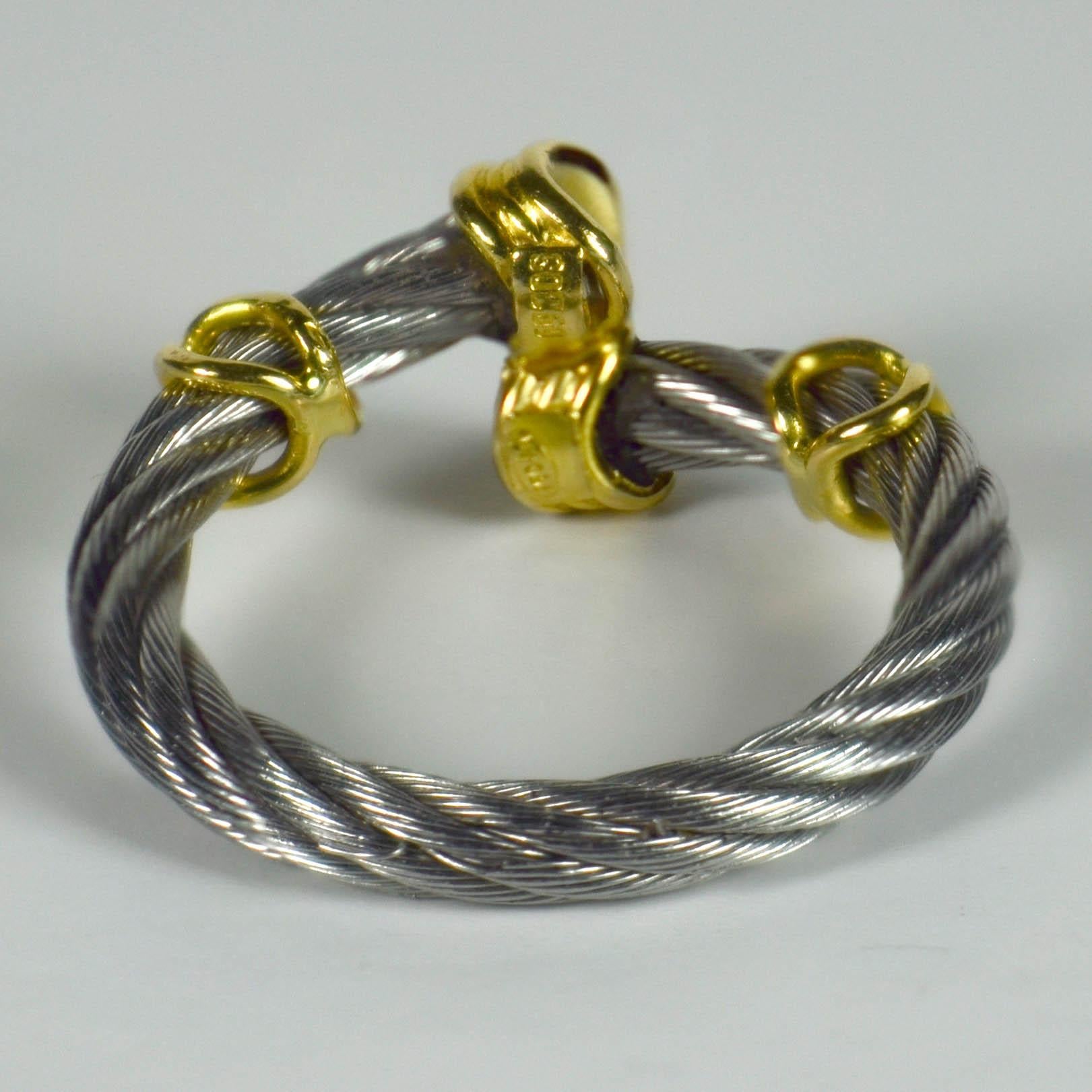 Steel Cable Yellow Gold Ring In Fair Condition In London, GB