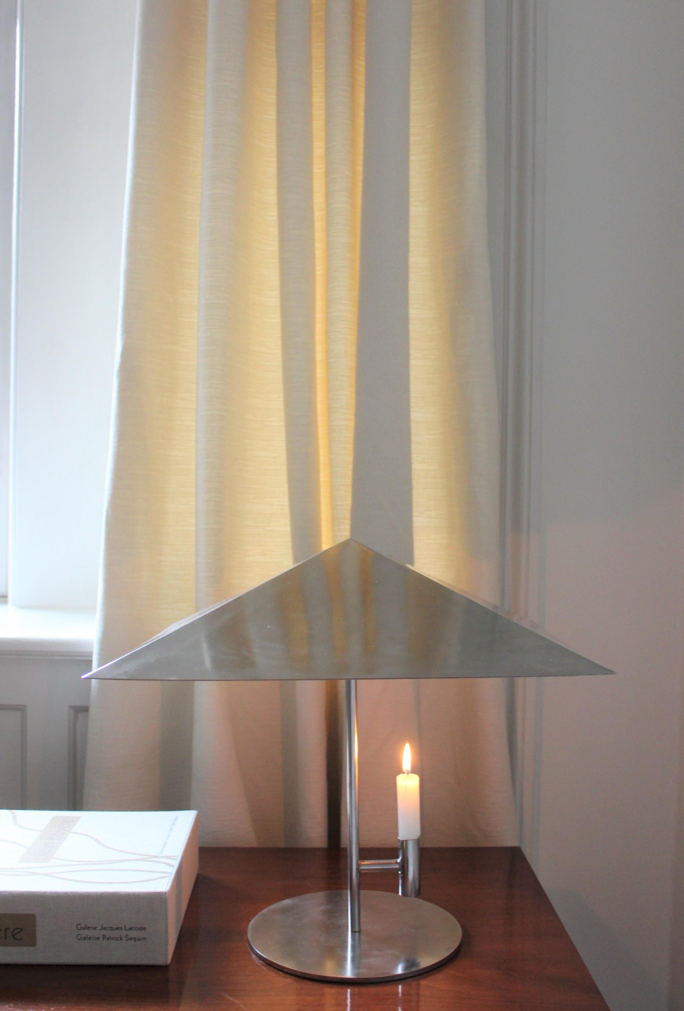British 'Analogue Table Lamp' Steel Candle Holder Lamp by Elliot Barnes EJR Barnes For Sale