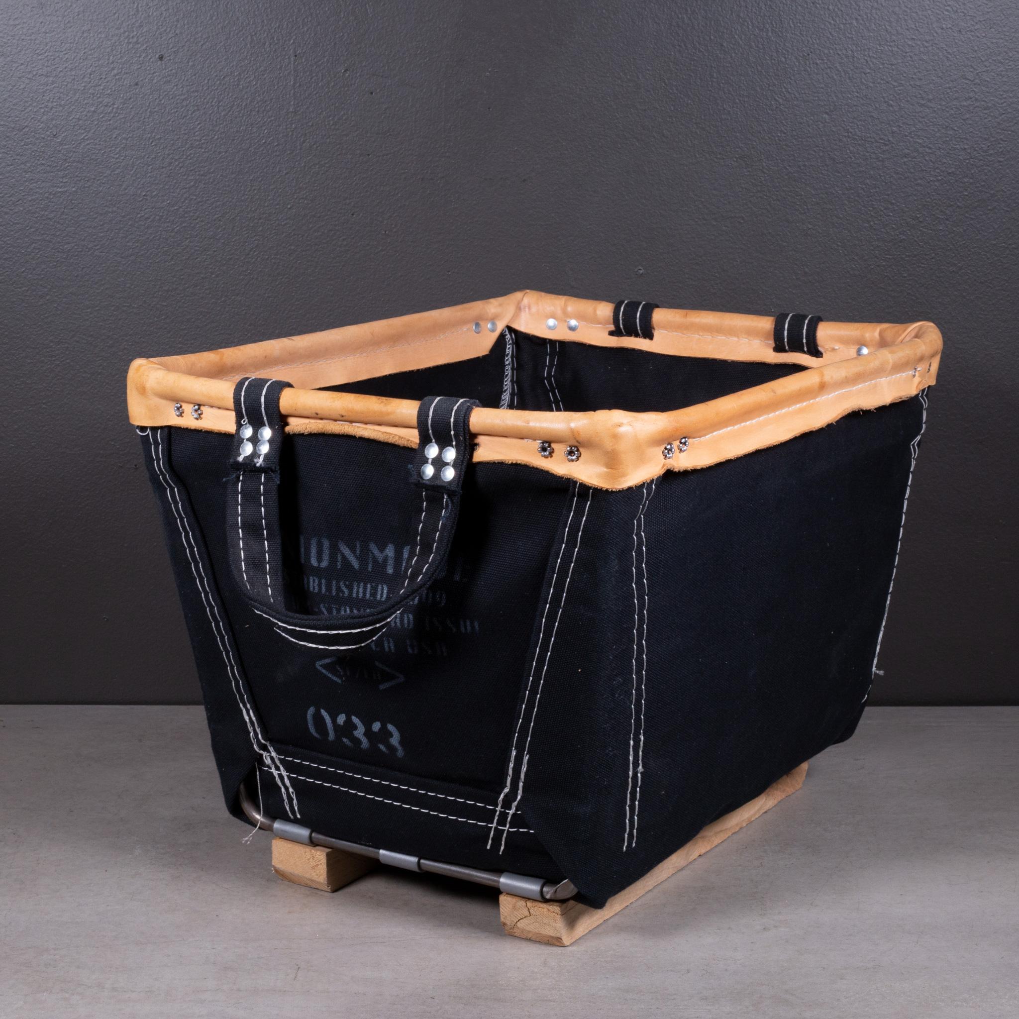 Modern Steel Canvas Basket Corp Baskets With Leather Trim-Price per piece