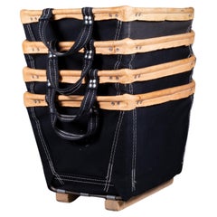 Steel Canvas Basket Corp Baskets With Leather Trim-Price per piece