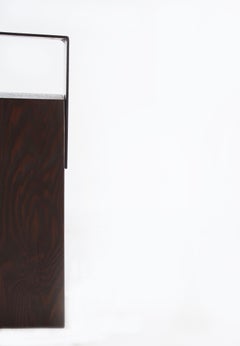 Steel Cap End Table on Reclaimed Beam Base