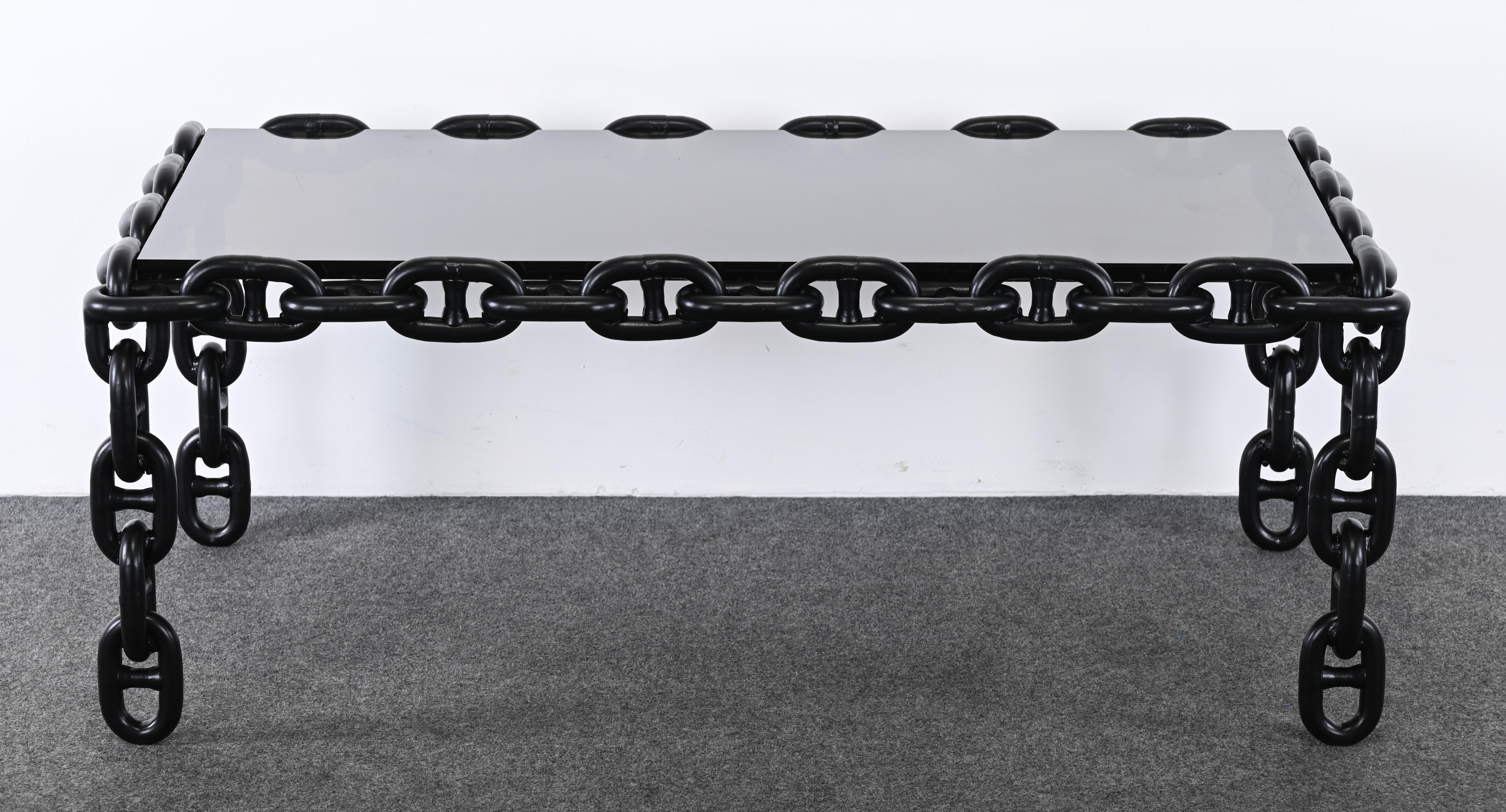 Mid-Century Modern Steel Chain Coffee Table in the Manner of Franz West, 20th Century For Sale