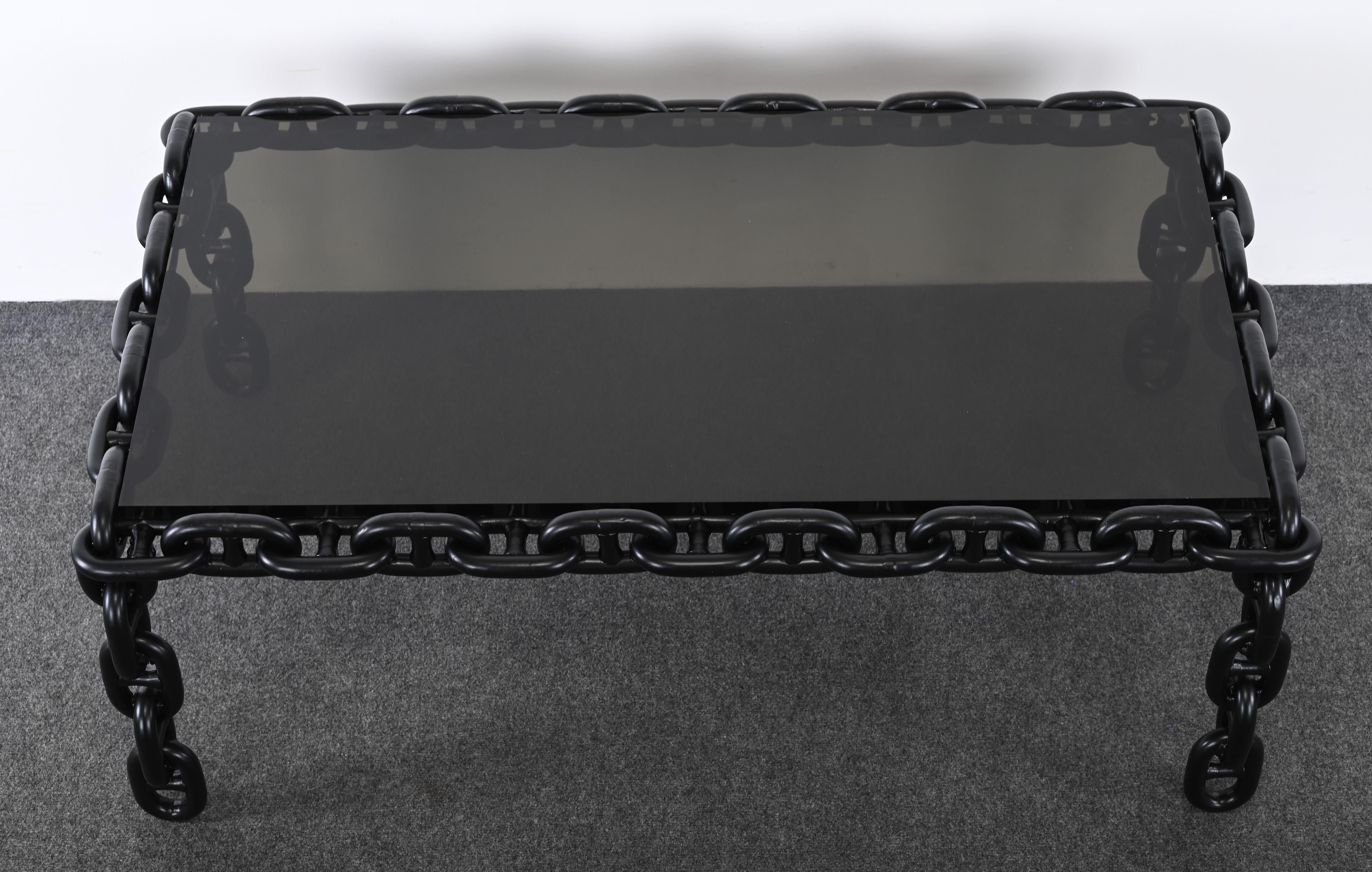 Mid-Century Modern Steel Chain Coffee Table in the Manner of Franz West, 20th Century For Sale