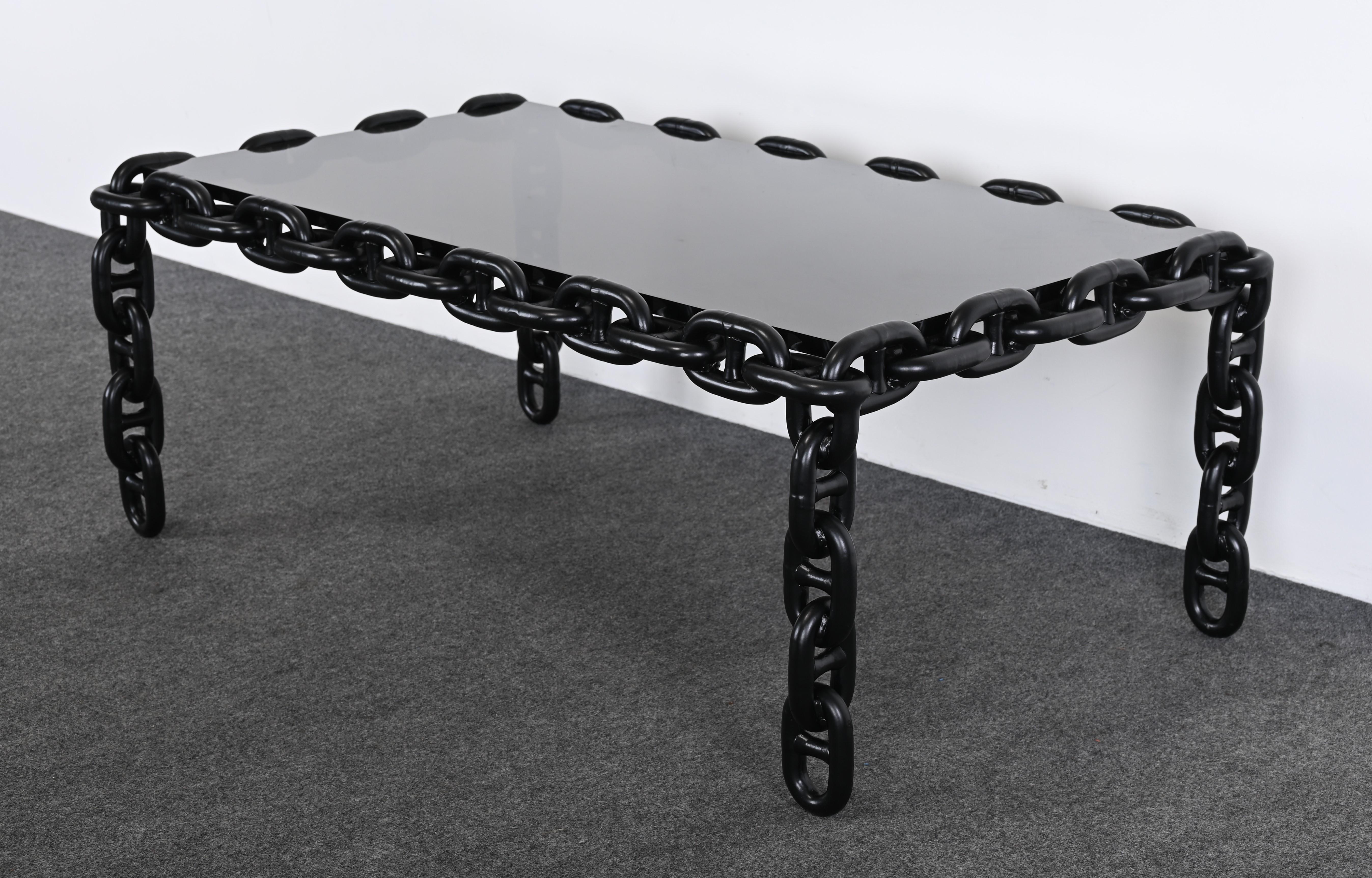 American Steel Chain Coffee Table in the Manner of Franz West, 20th Century For Sale