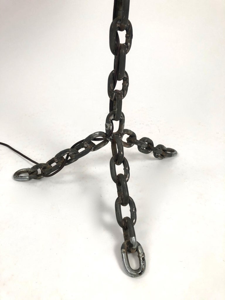 Steel Chain Link Lamp with Burlap Shade at 1stDibs