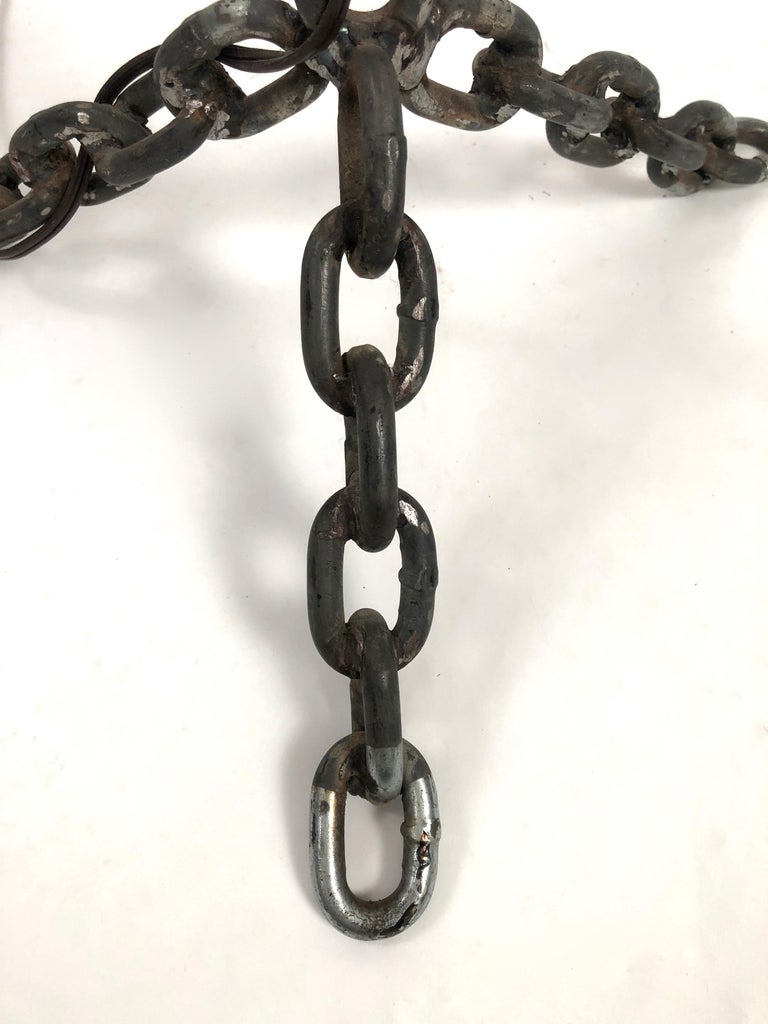 Steel Chain Link Lamp with Burlap Shade at 1stDibs