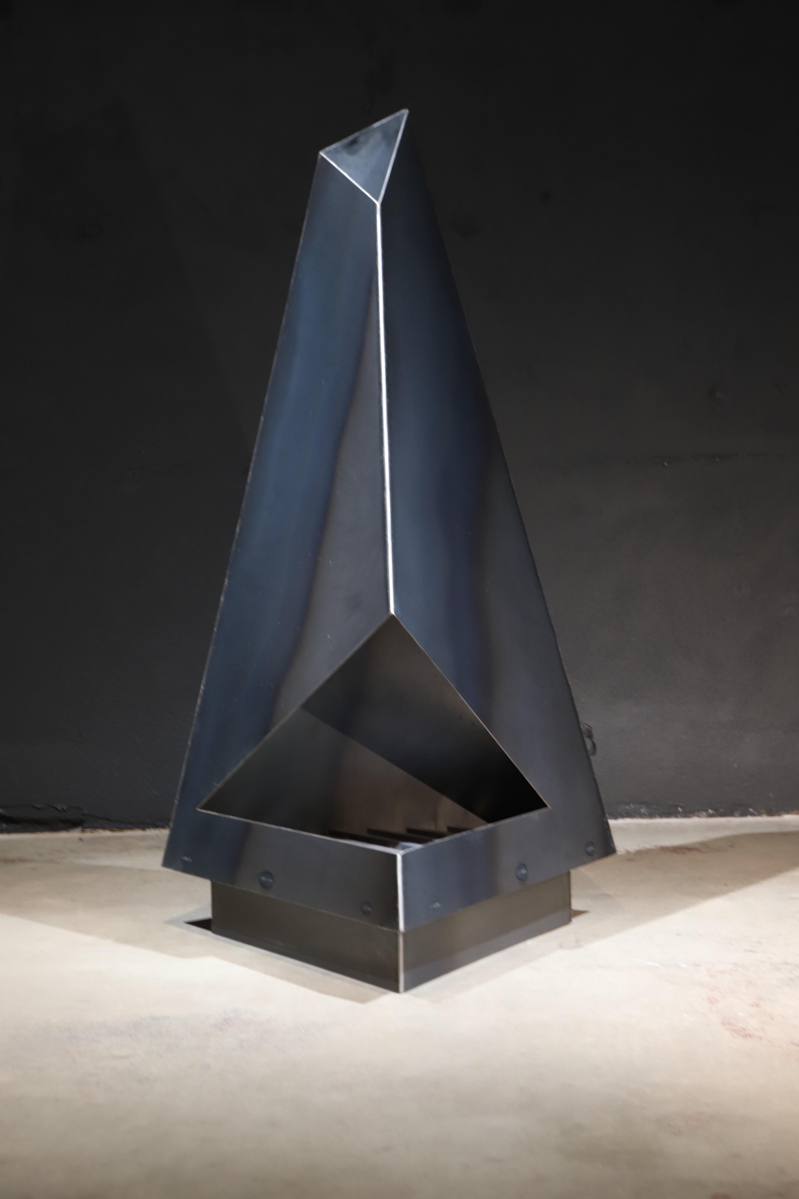 Contemporary Steel Chiminea Fire Pit Outdoor Fireplace by Koby Knoll Click