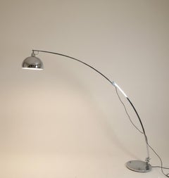 Steel chromed adjustable arc floor lamp italian design 70s
