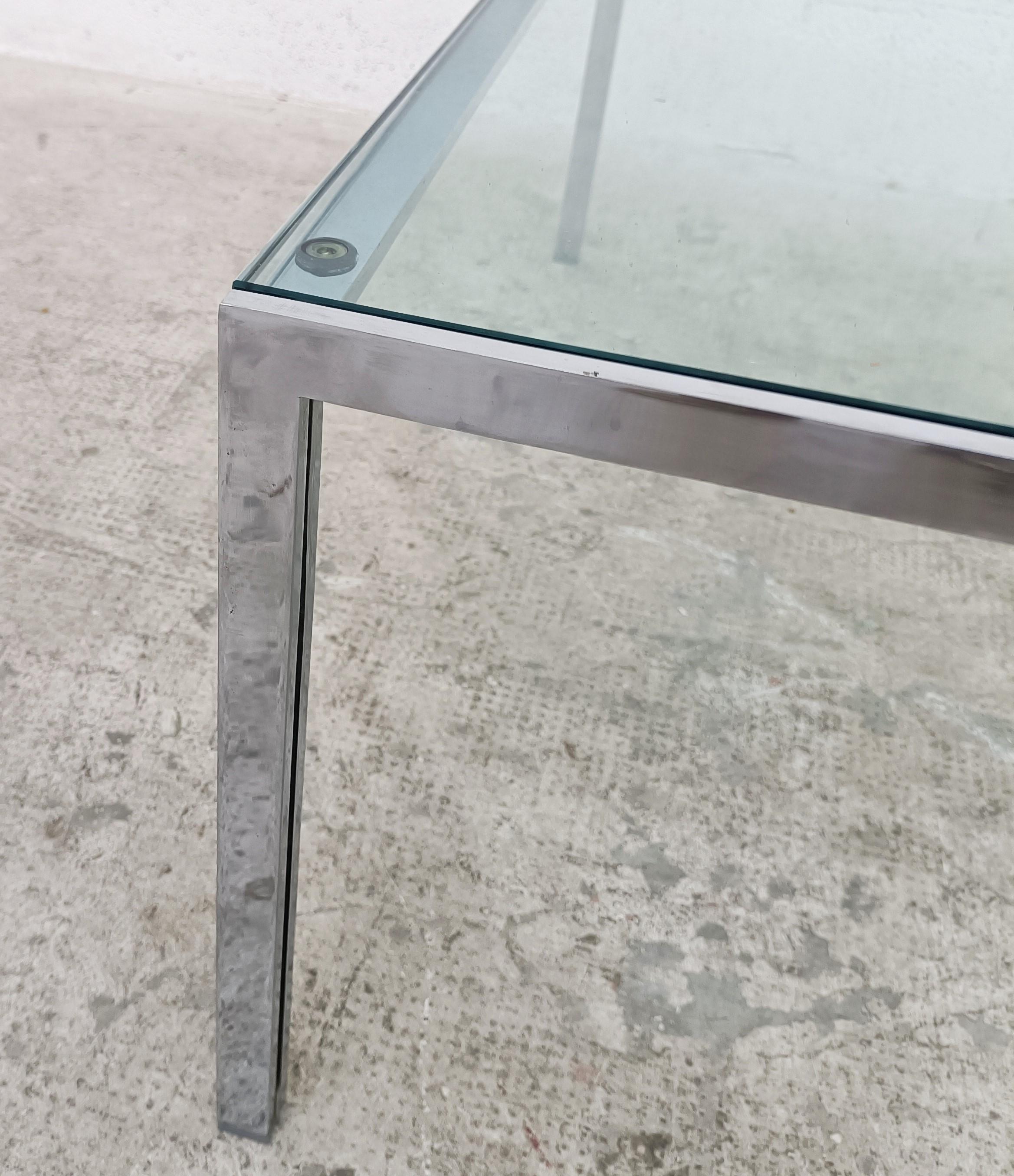 Steel Chromed and Glass Coffee Table Luar by Ross Littell for ICF 70s In Good Condition For Sale In Padova, IT