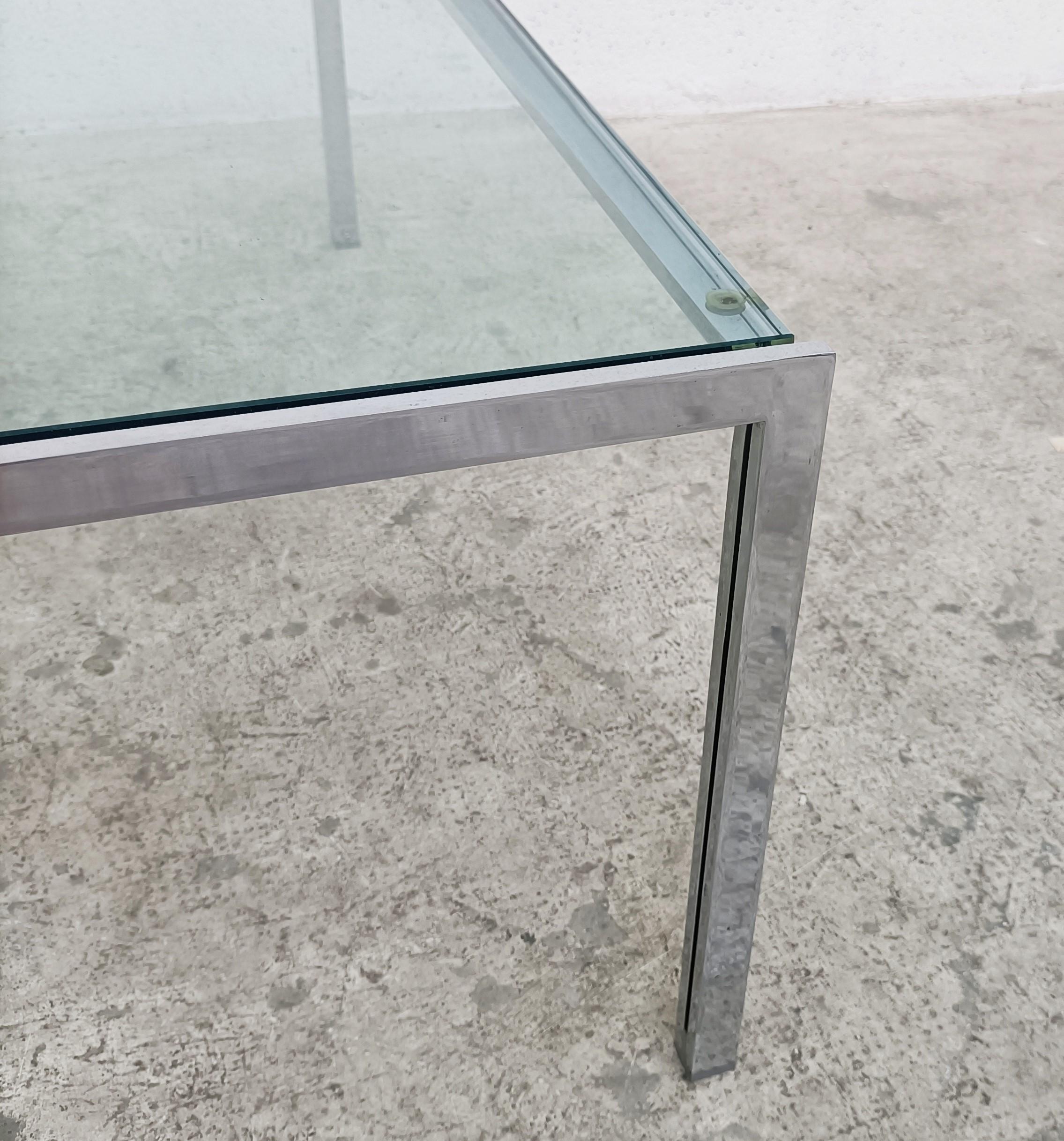 Late 20th Century Steel Chromed and Glass Coffee Table Luar by Ross Littell for ICF 70s For Sale