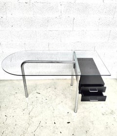 Escritorio de acero cromado y cristal de Mirto Zocca para Tisettanta Halifax , años 80