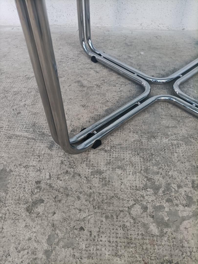Steel Chromed and Glass Squared Table by Gastone Rinaldi for RIMA 60s 1