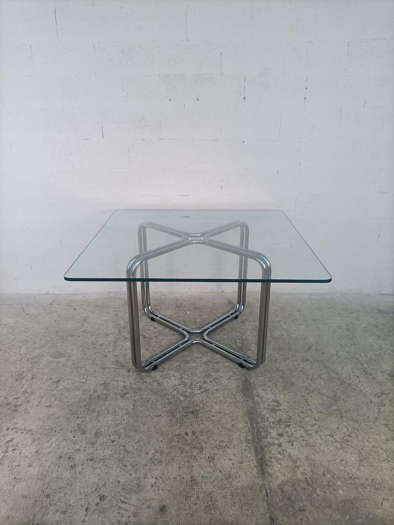 Steel Chromed and Glass Squared Table by Gastone Rinaldi for RIMA 60s 3