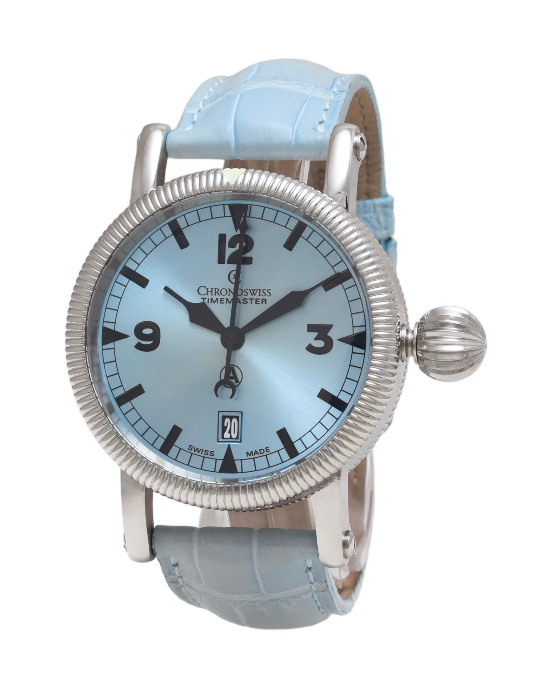 Modern Steel Chronoswiss Timemaster Automatic Wrist Watch LNIB For Sale