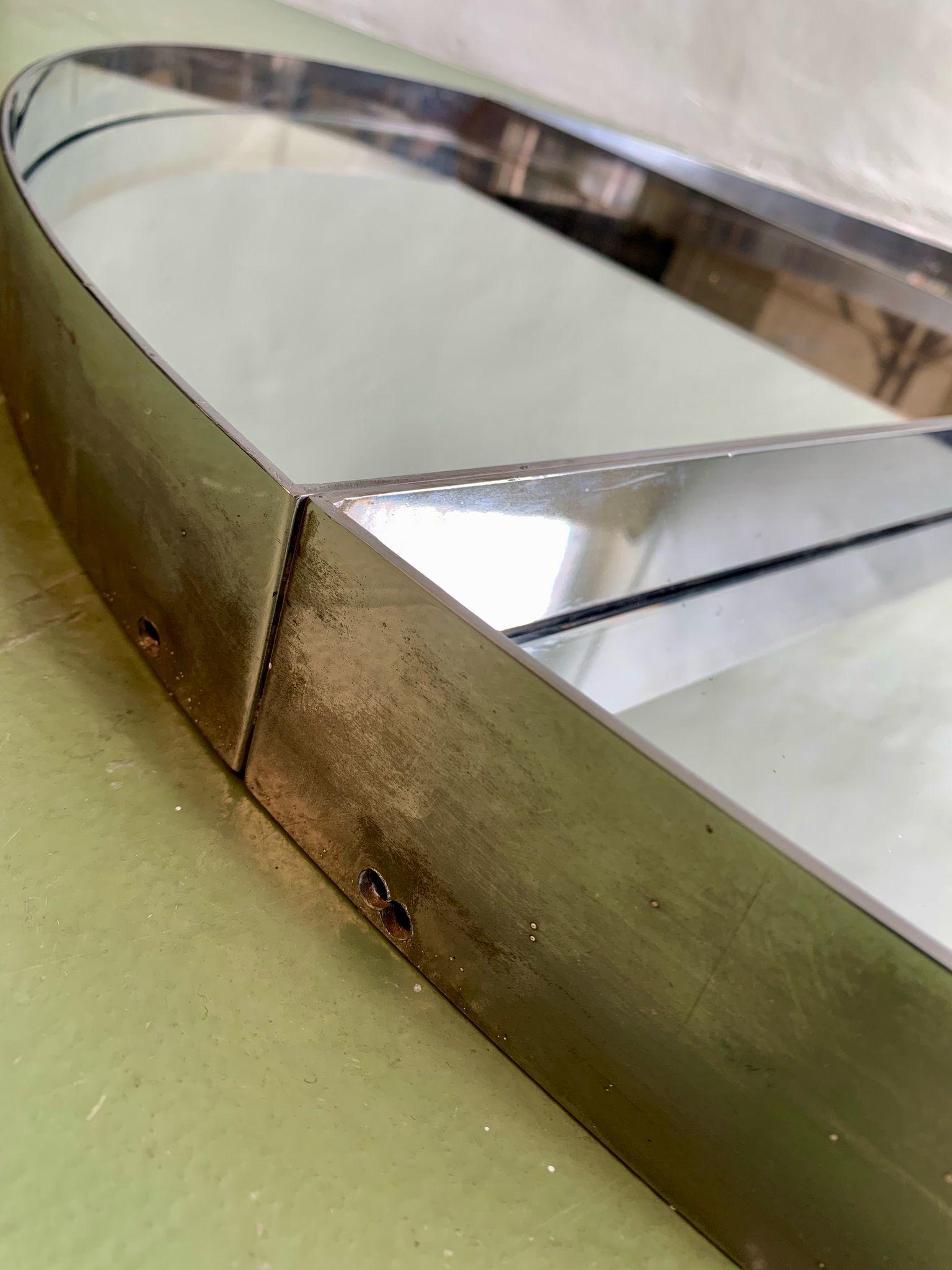 Steel circular mirror by G. Offredi, Italy, 1970s in vendita 4