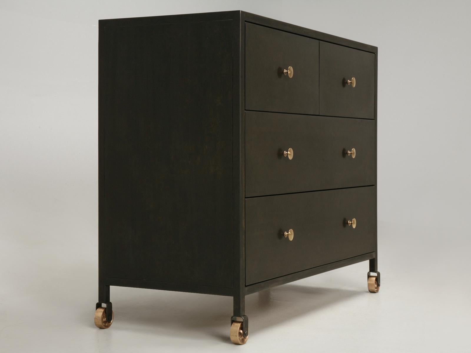 Contemporary Steel Clad Commode, Chest, Dresser, Bathroom Vanity Custom Made to Order Chicago For Sale