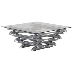 Used Steel Coffee Table attributed to Willy Rizzo, 1970s