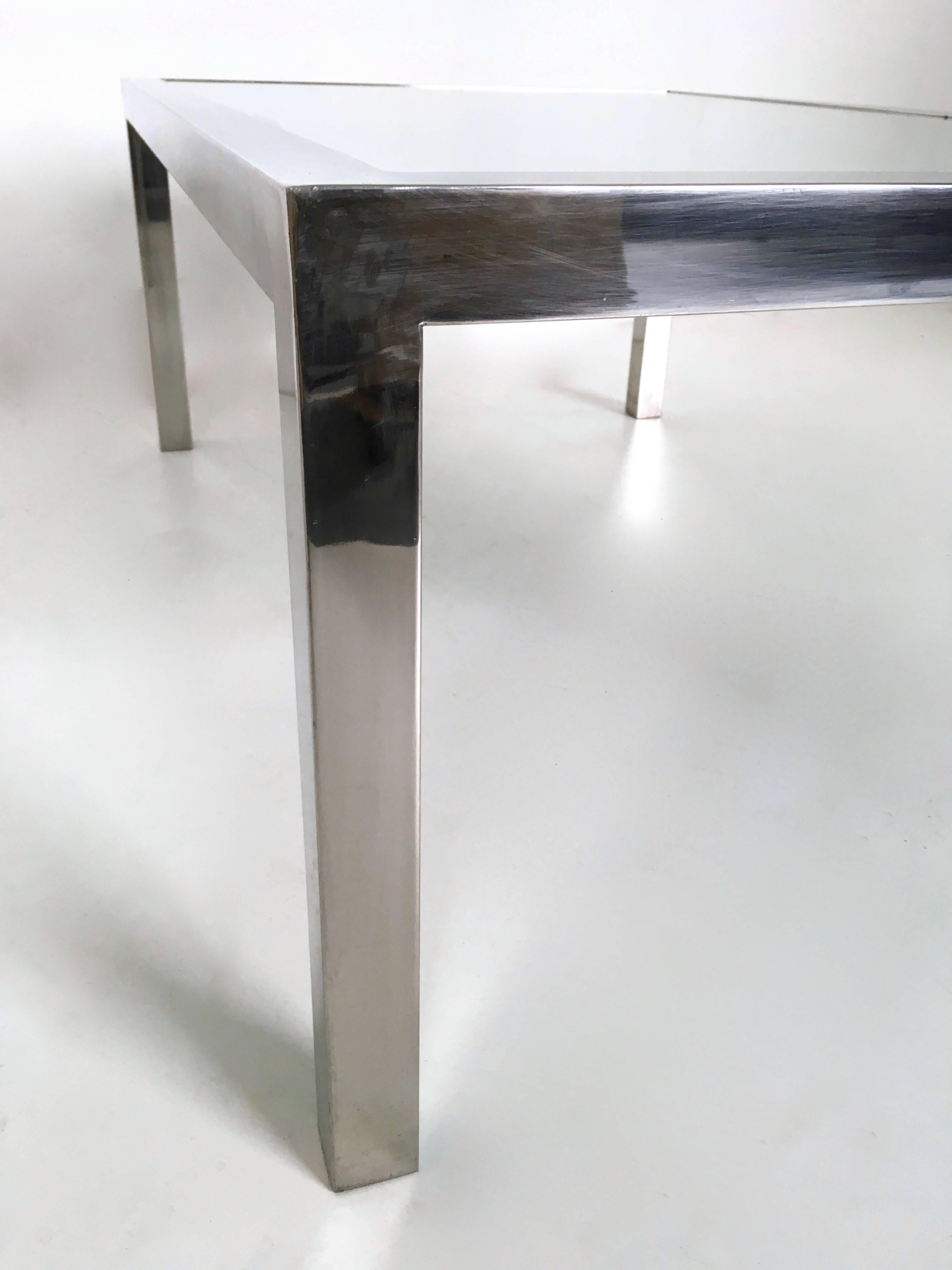 Vintage Steel Coffee Table in the Style of Nanda Vigo with a Mirrored Top, Italy For Sale 1