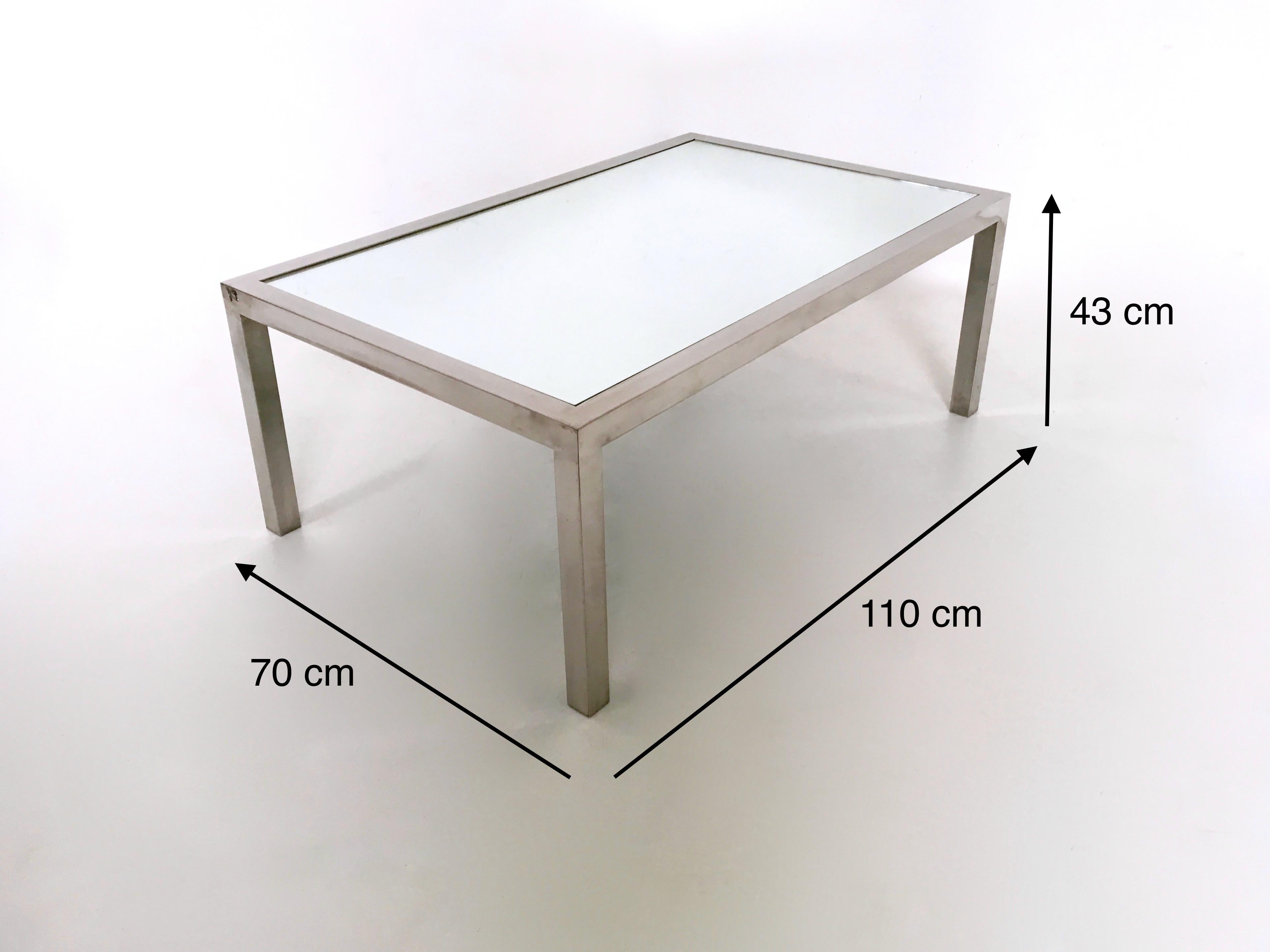 Vintage Steel Coffee Table in the Style of Nanda Vigo with a Mirrored Top, Italy For Sale 2