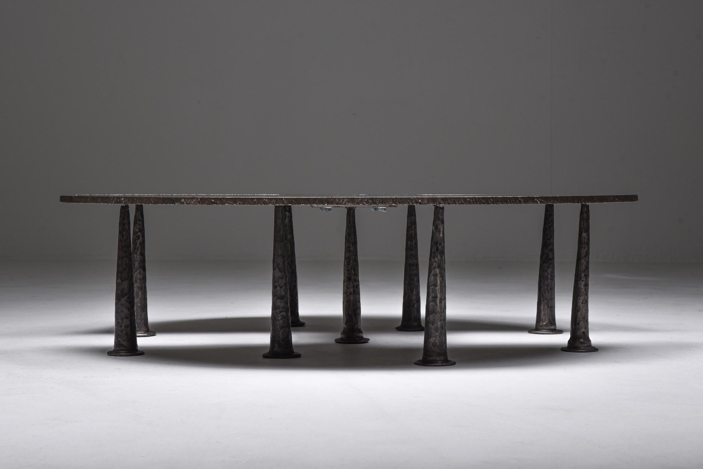 Brutalism, collectible design, Thomas Serruys coffee table, 2019

This unique piece, made out of steel, and has an Industrial and Brutalist approach.
Out of his Resourcer series this table is the most serene and also the first produced.
Would