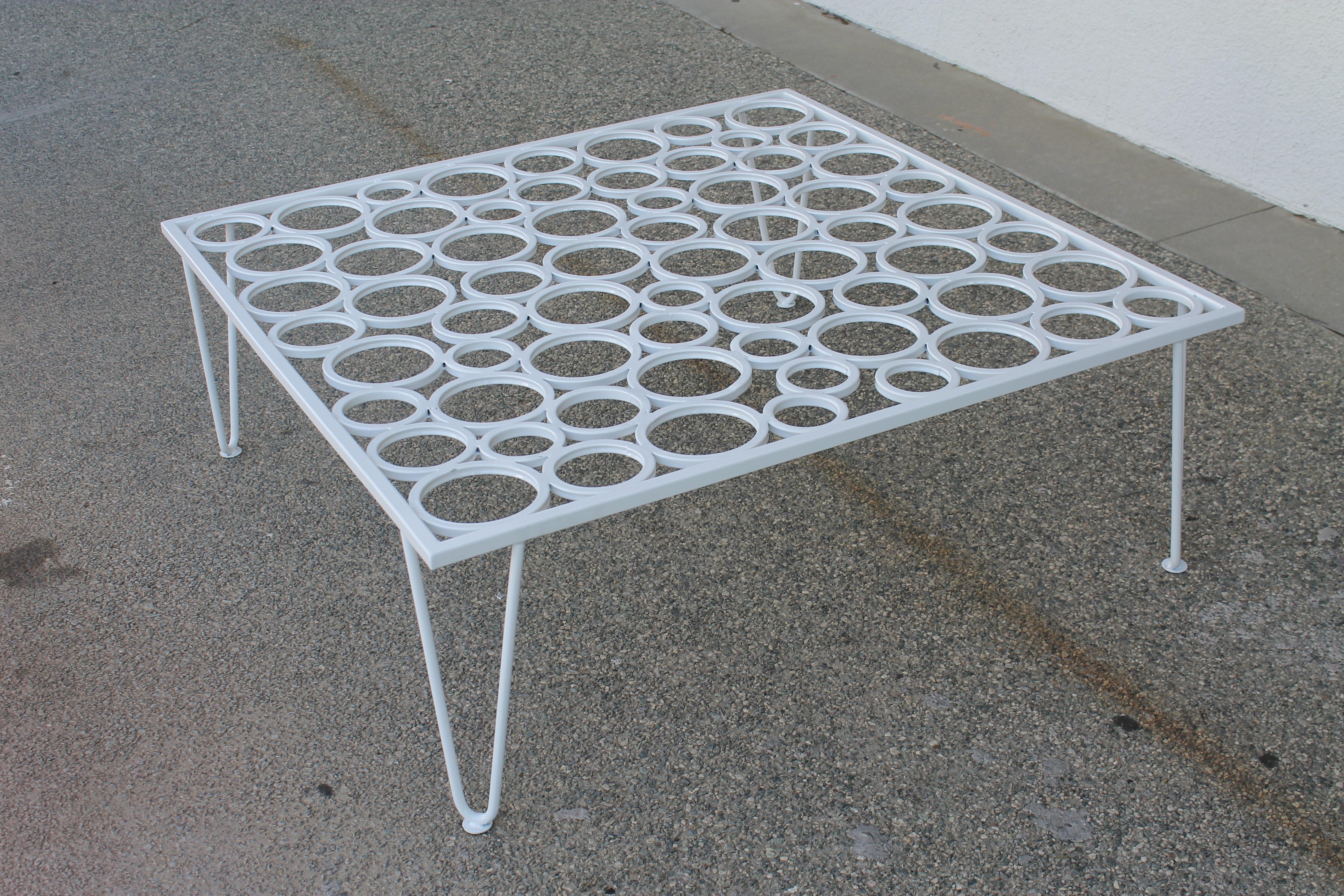 Mid-Century Modern Steel Coffee Table with Circles For Sale