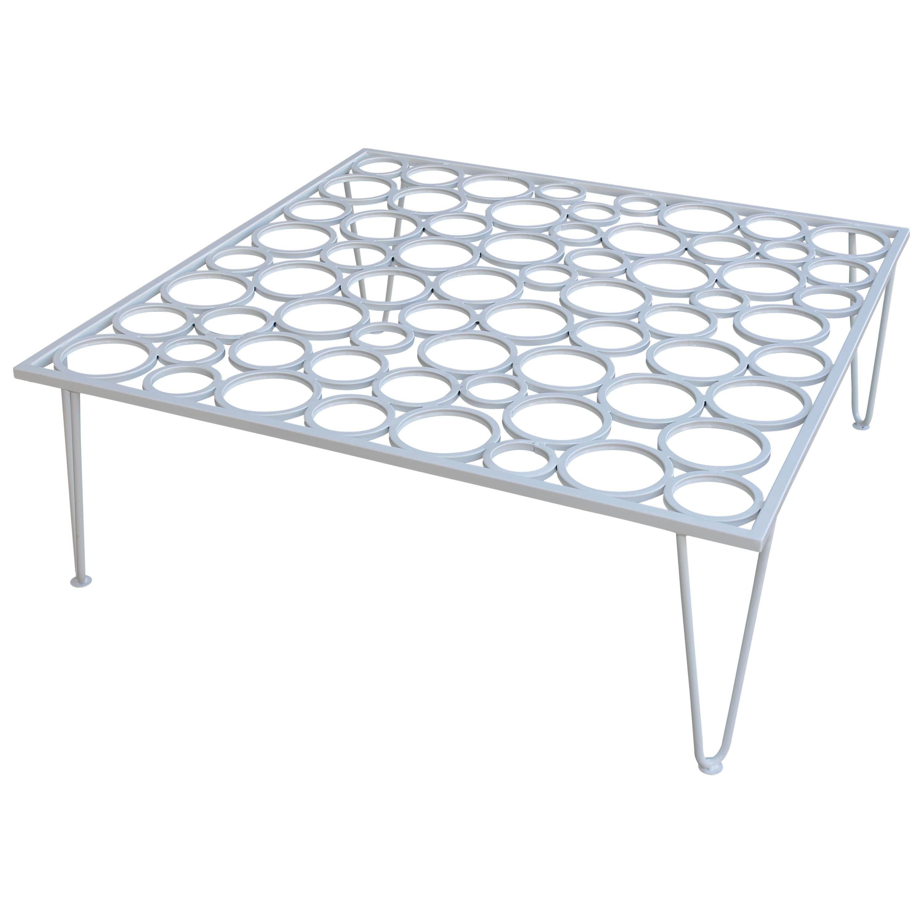 Steel Coffee Table with Circles For Sale