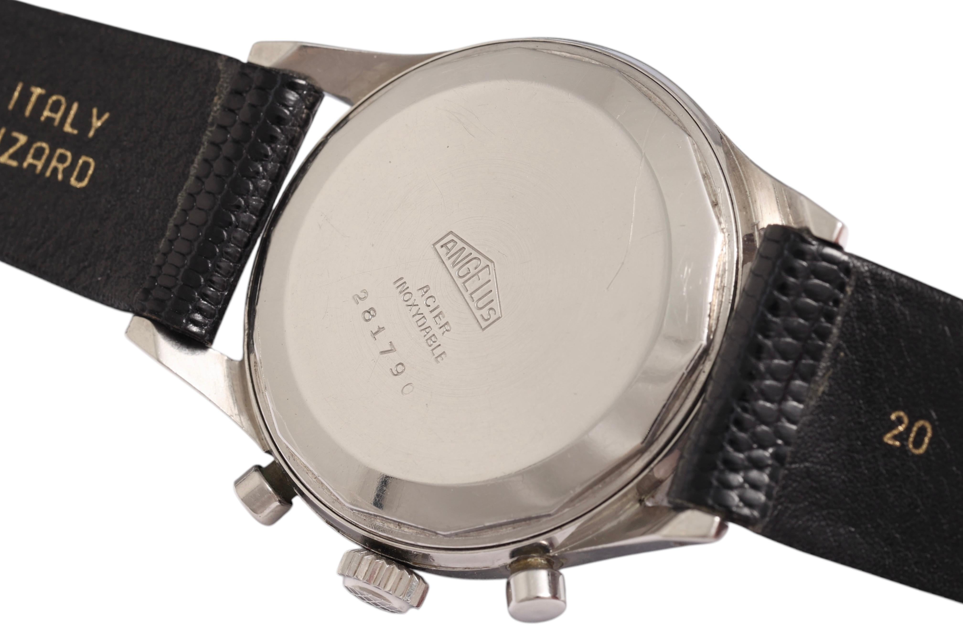 Steel Collectors Angelus Jumbo Chronograph Wrist Watch Gilt Dial For Sale 3