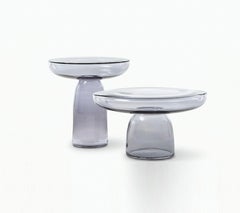 Steel-Colored Blown Glass Coffee Table and Side Table Mogg Olo Glass 45cm 17.7in