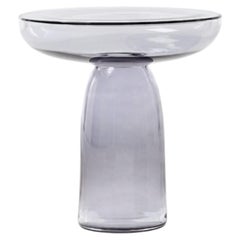 Steel-Colored Blown Glass Coffee Table and Side Table Mogg Olo Glass 45cm 17.7in