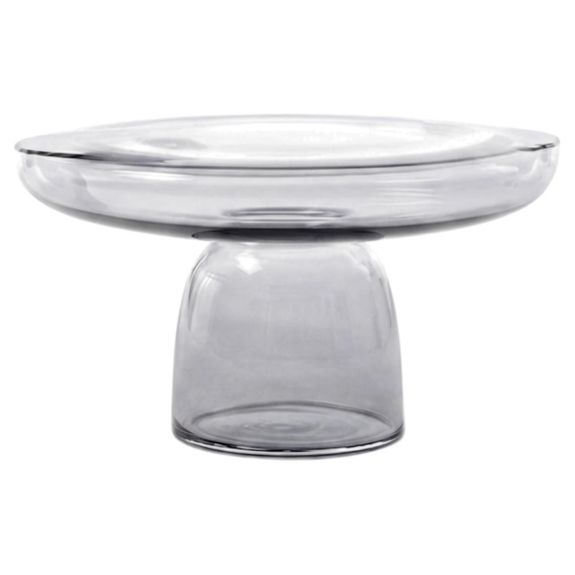 Steel-Colored Blown Glass Coffee Table and Side Table Mogg Olo Glass 60cm 23.6in