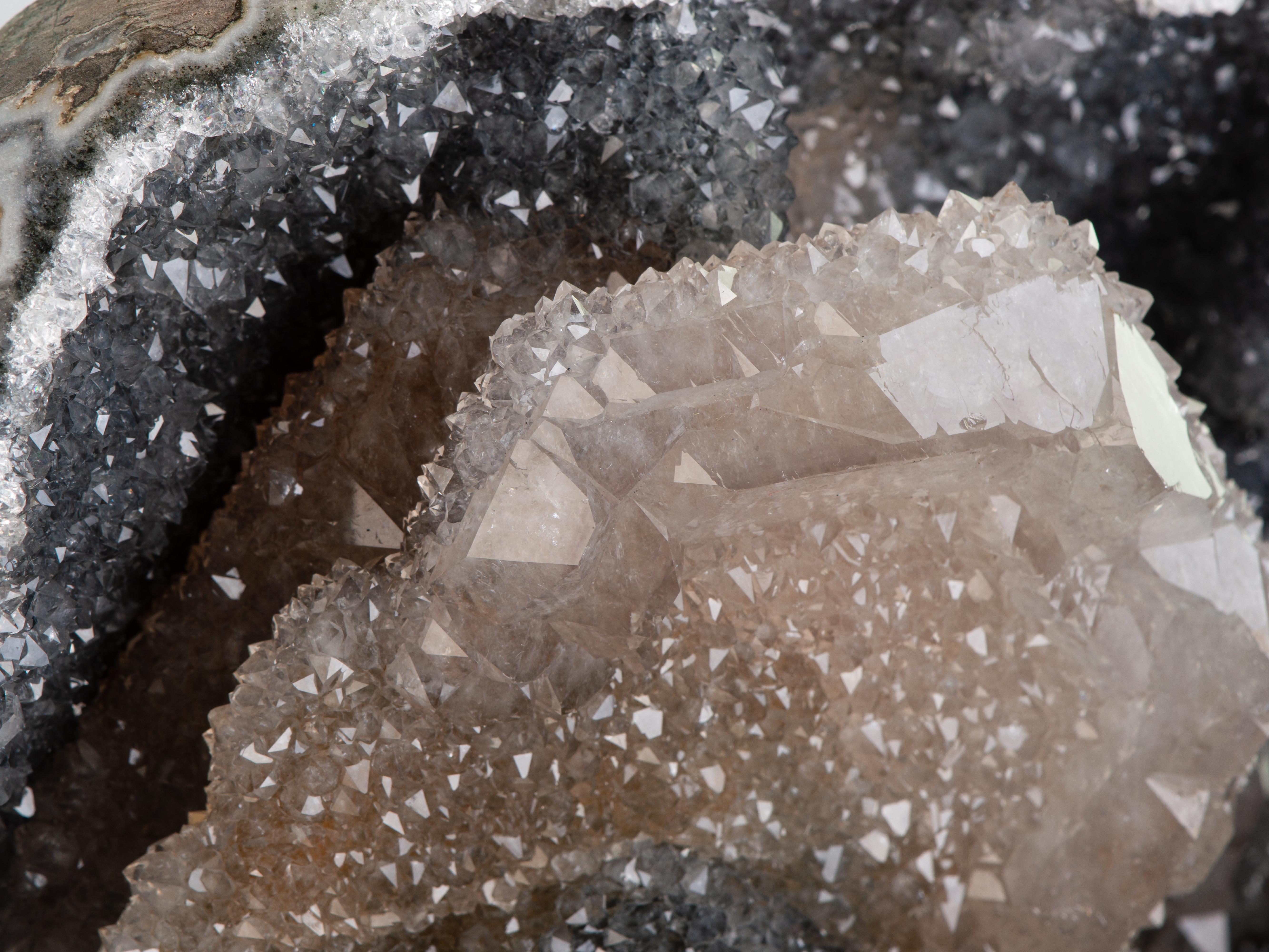 Steel Colored Heart Shaped Open Quartz Geode For Sale 3