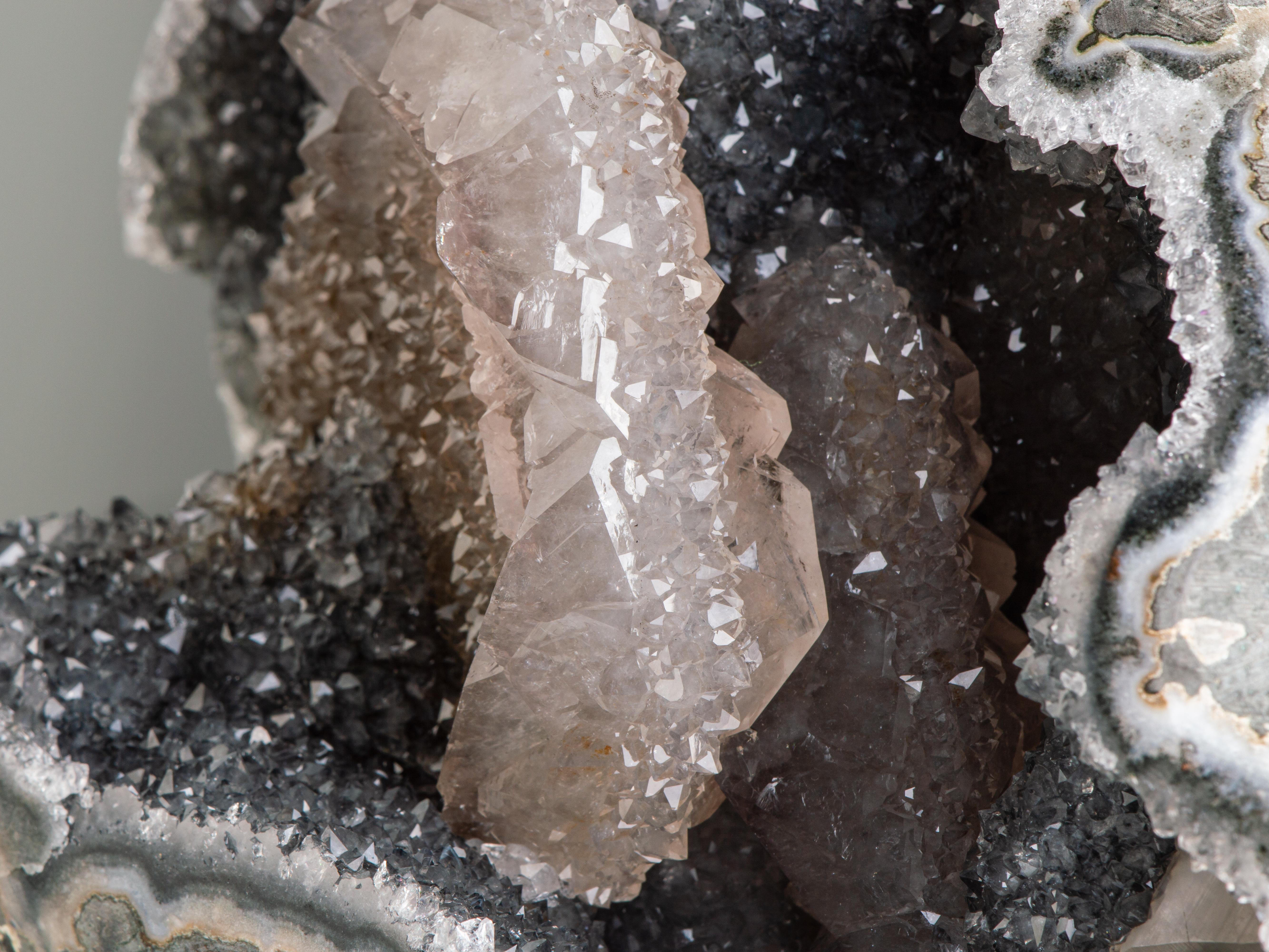 Steel Colored Heart Shaped Open Quartz Geode For Sale 6