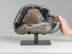 Steel Colored Heart Shaped Open Quartz Geode