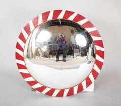 Steel Convex Red and White Railroad Mirror, Large Scale