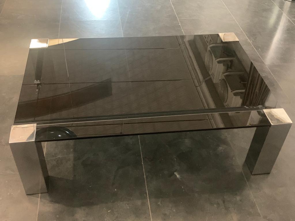 Steel & Crystal Coffee Table from Cidue, 1970s For Sale 3