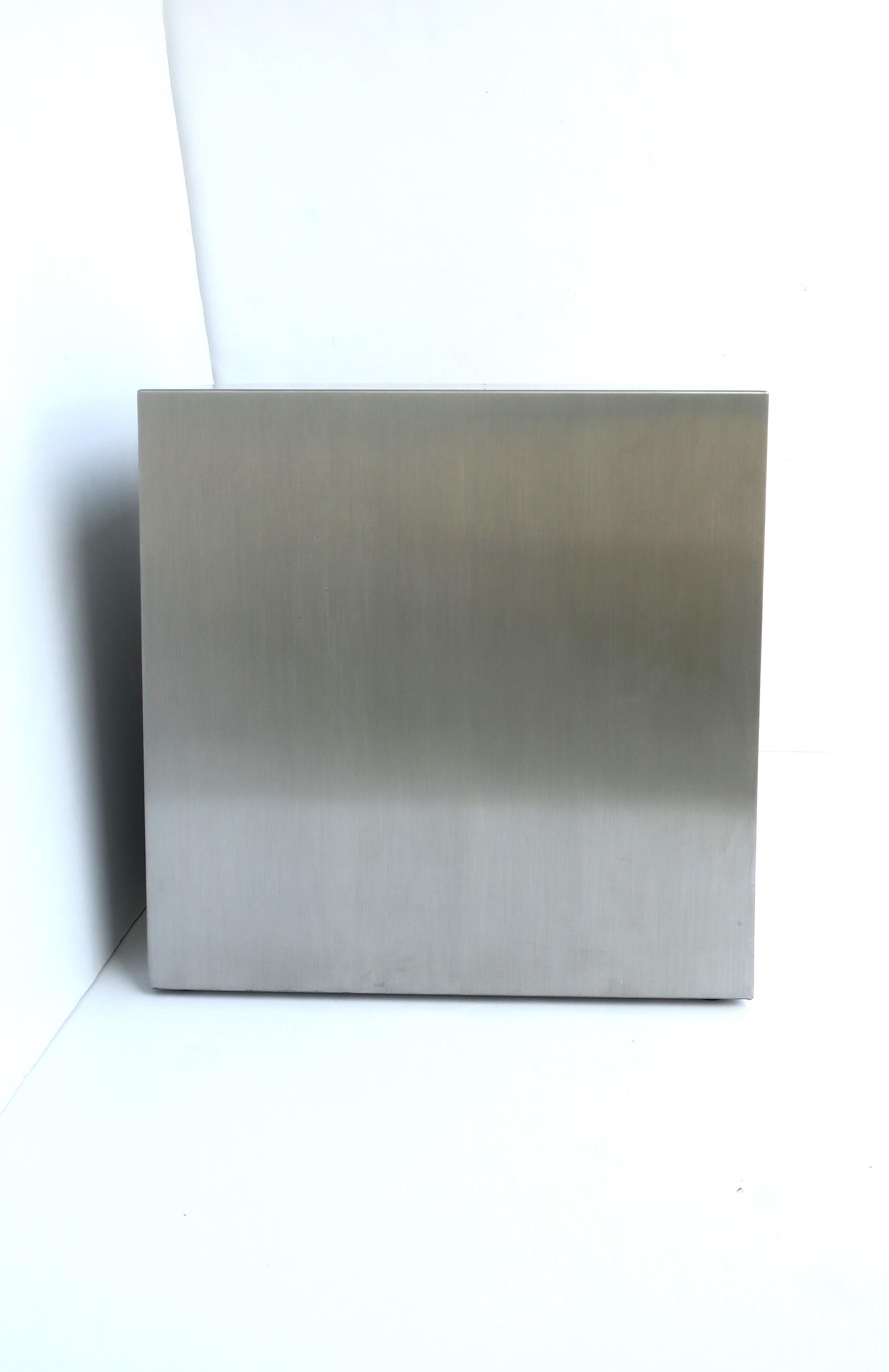 Steel Cube End Table Pedestal Minimalist  5