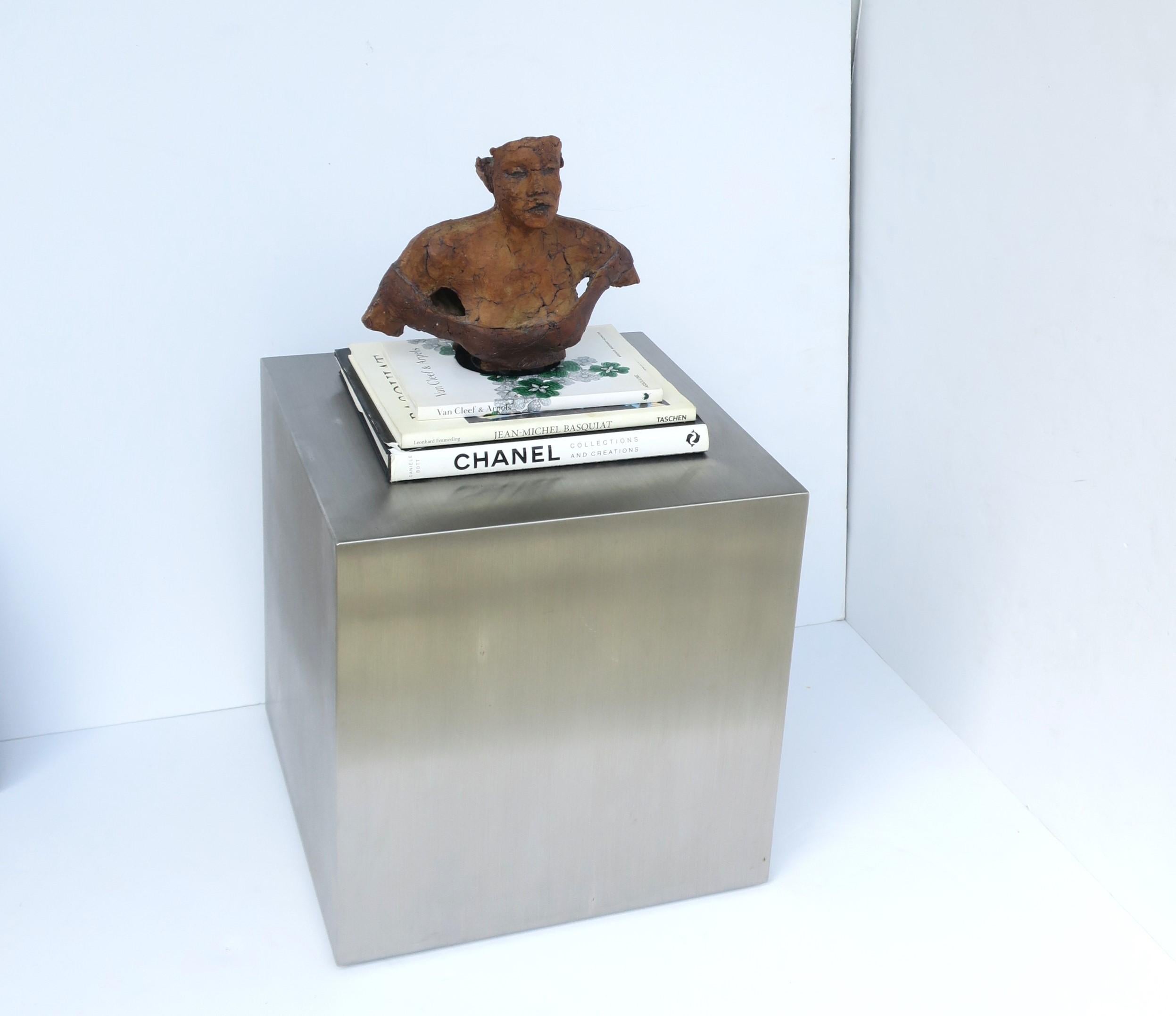 20th Century Steel Cube End Table Pedestal Minimalist 