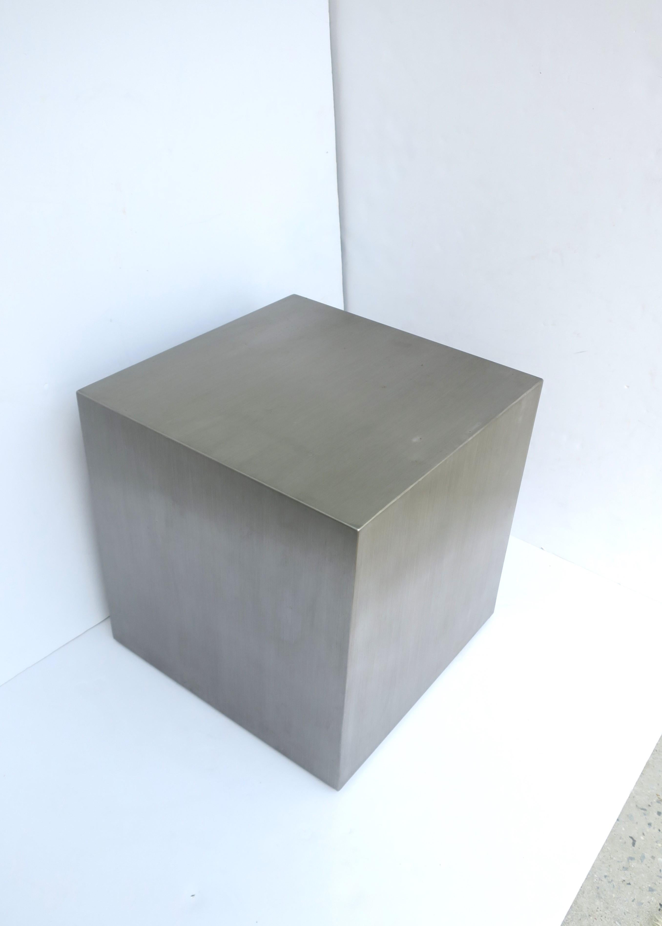 Steel Cube End Table Pedestal Minimalist  3