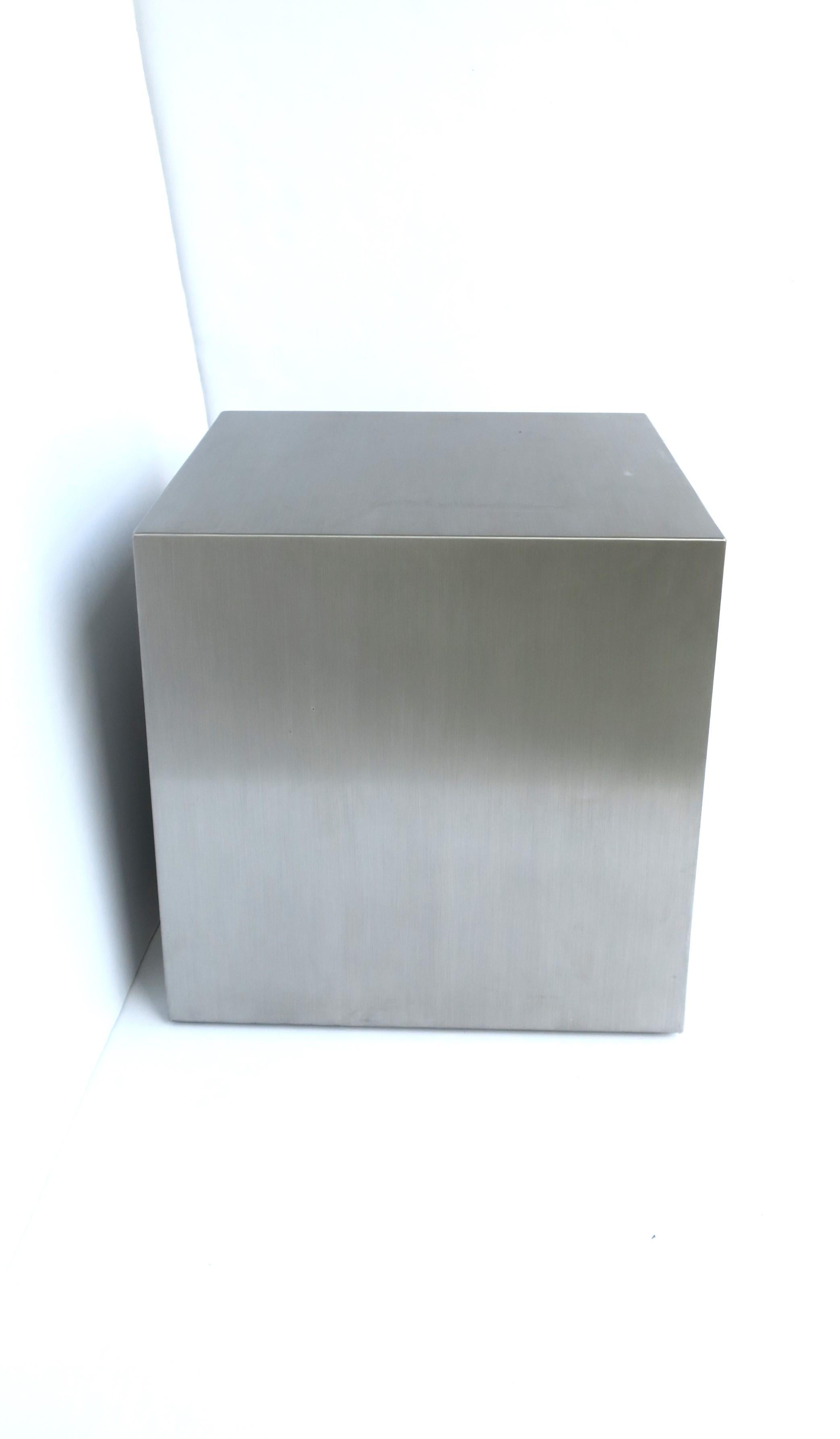 Steel Cube End Table Pedestal Minimalist  4