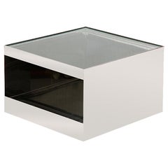 Mesa baja o auxiliar en forma de cubo de acero de los años 70, por Joe D'Urso para Knoll