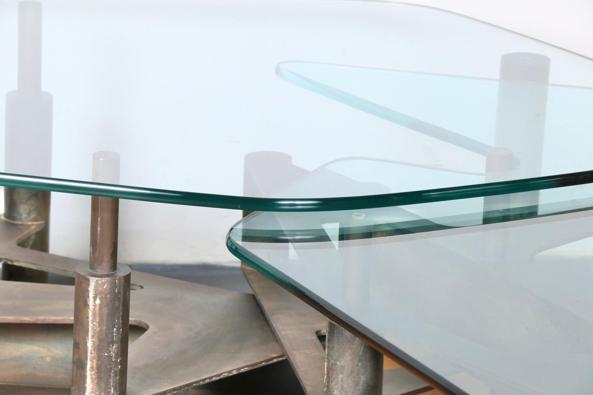 Mid-Century Modern Steel Cut Coffee Table by David Mocarski For Sale