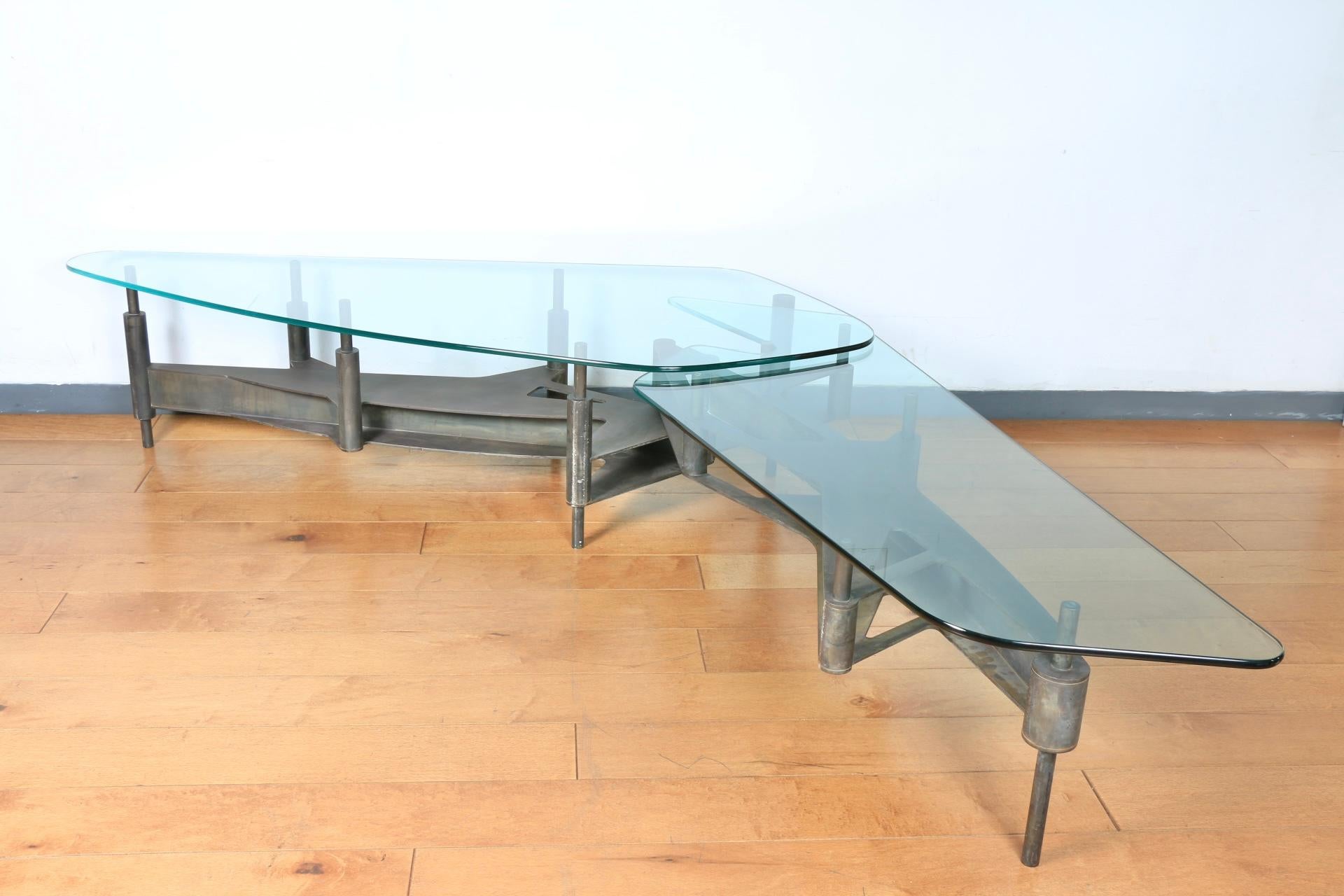 Late 20th Century Steel Cut Coffee Table by David Mocarski For Sale
