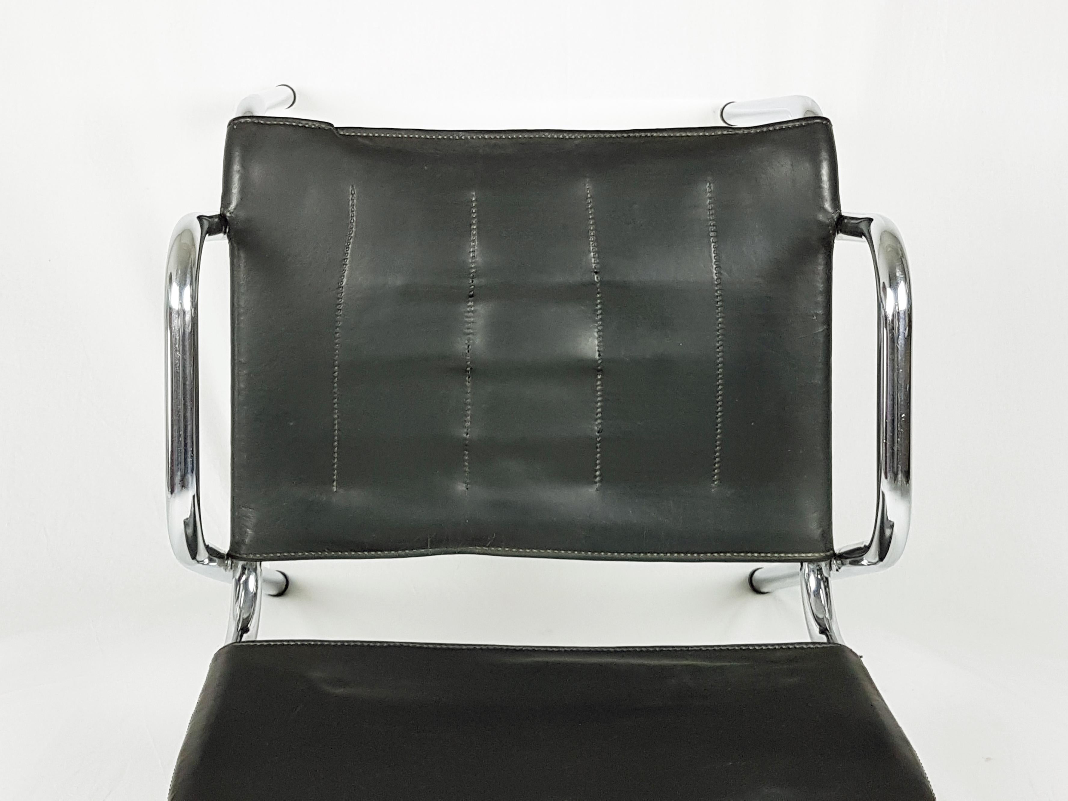 Mid-20th Century Metal, Brown Leather Castiglietta Chairs by A. Castiglioni for Zanotta, Set of 4 For Sale