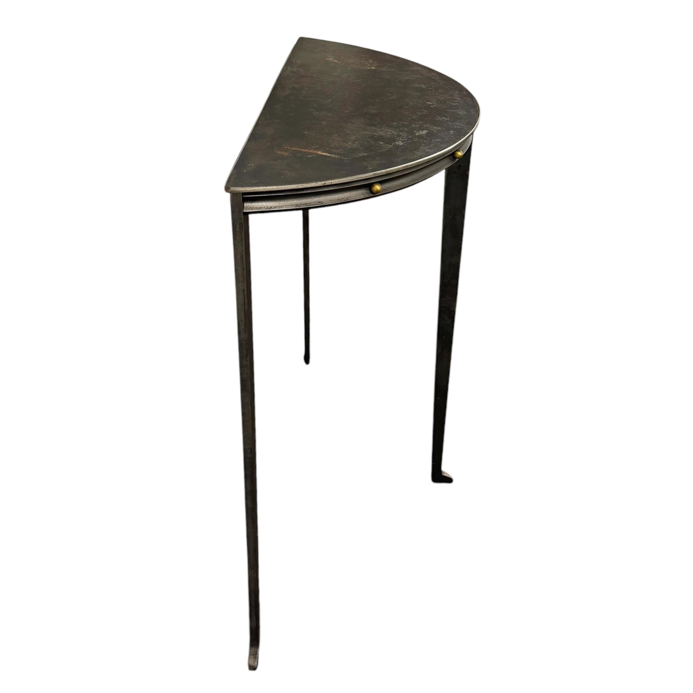 Steel Demilune Console Table by Will Stone In Good Condition In Chicago, IL