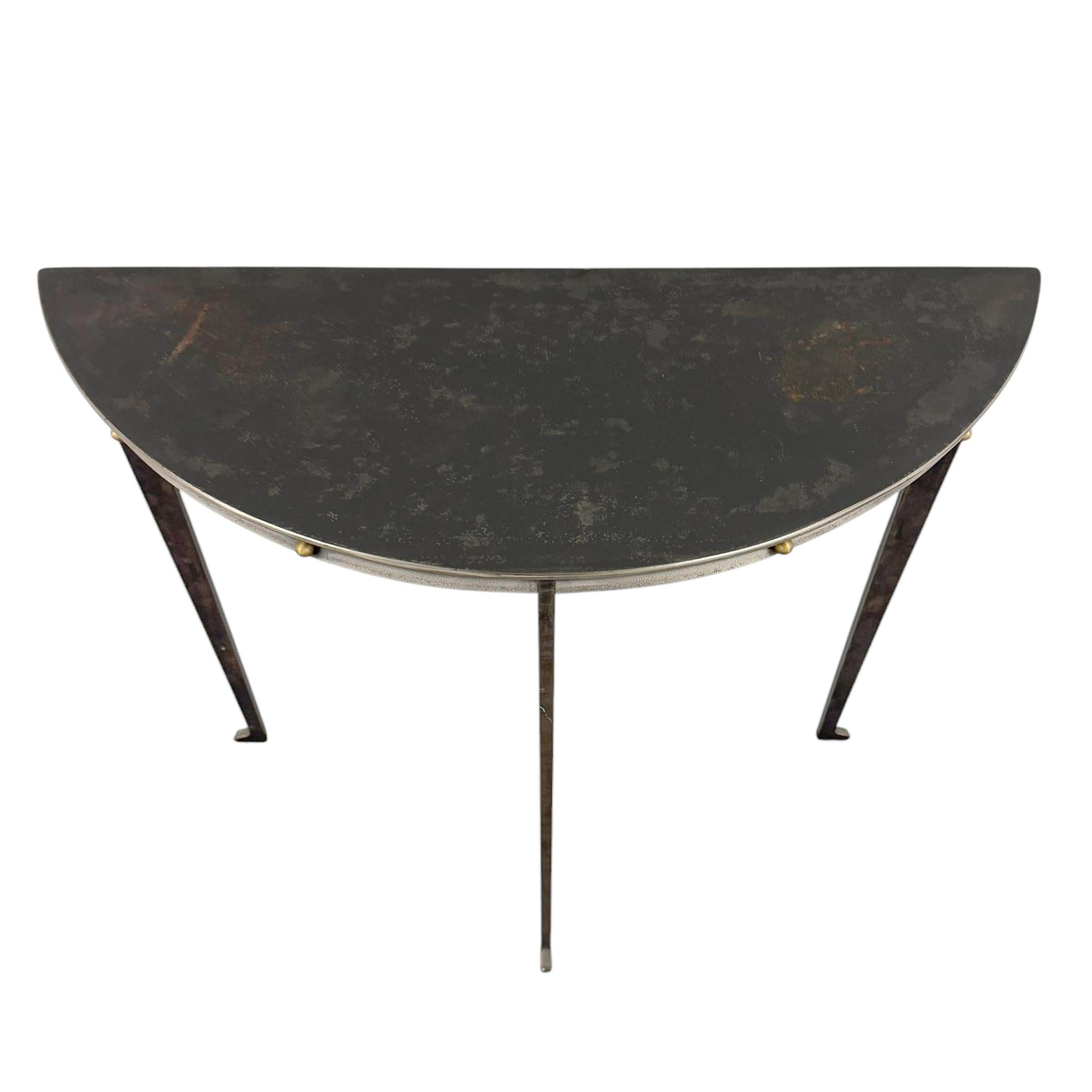 Late 20th Century Steel Demilune Console Table by Will Stone