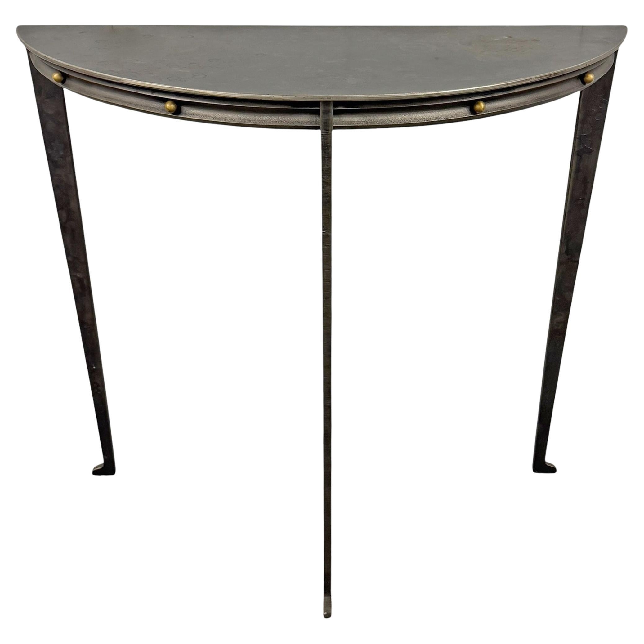 Steel Demilune Console Table by Will Stone