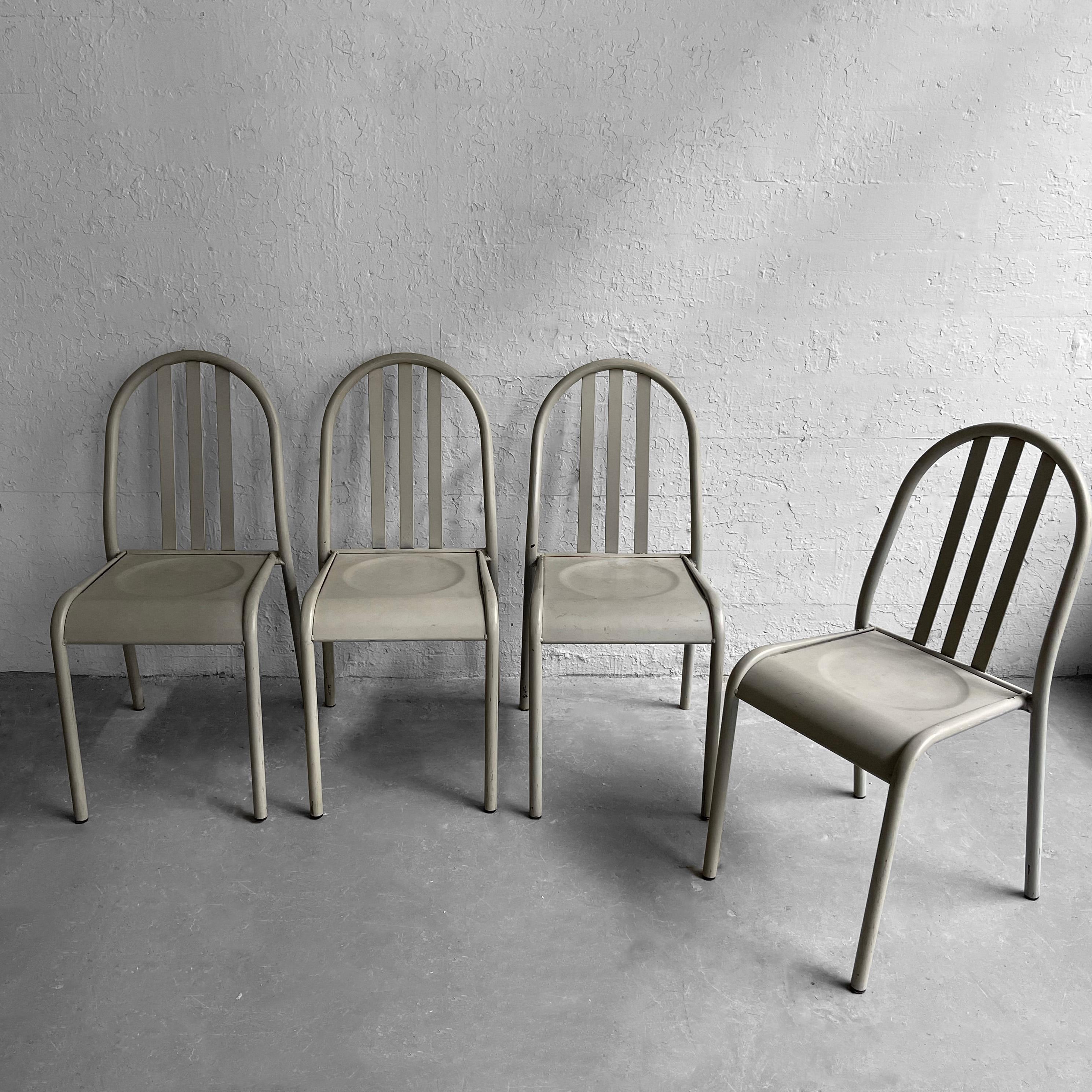 Post-Modern Steel Dining Side Chairs in the Style of Robert Mallet-Stevens For Sale