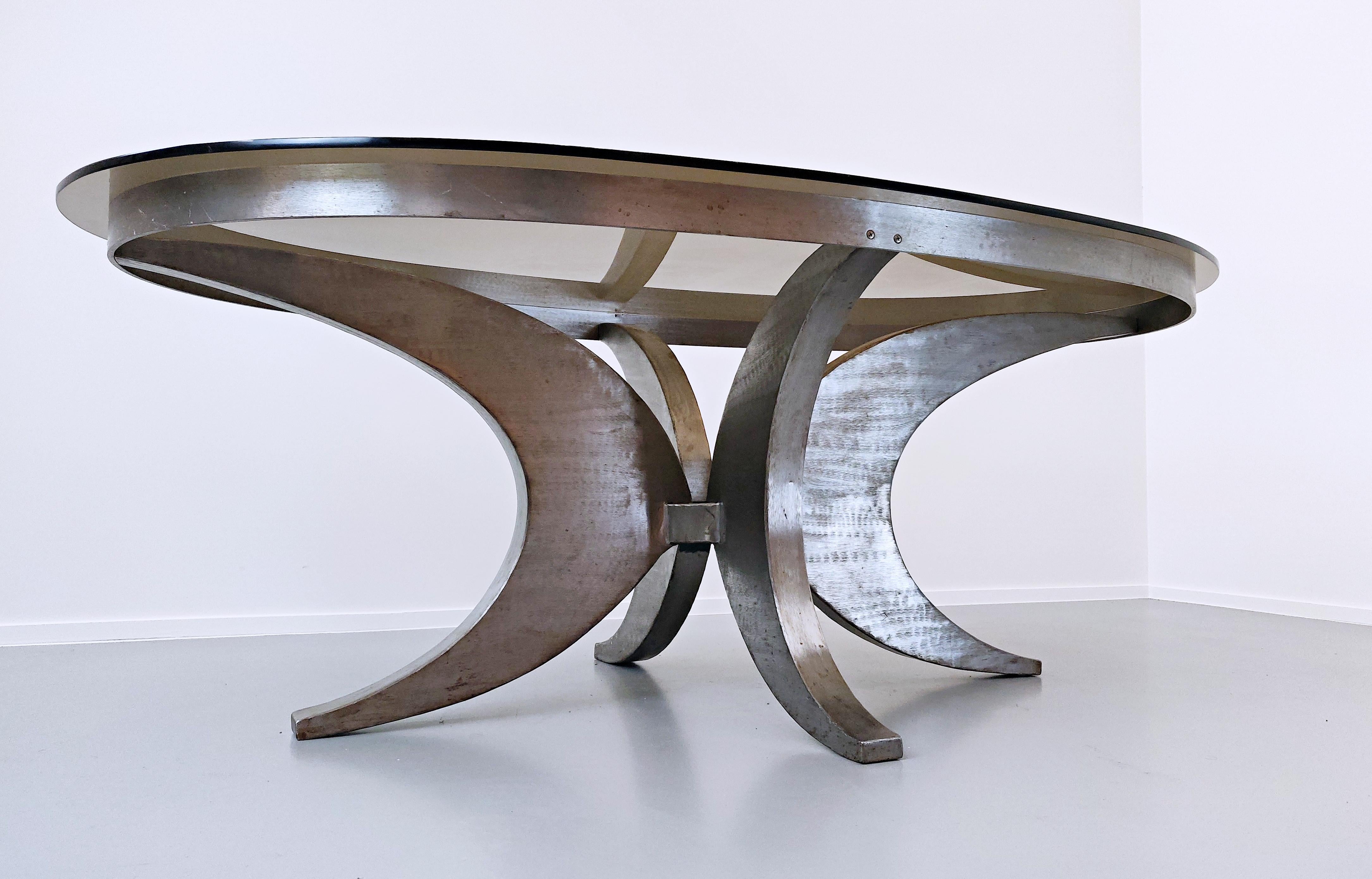 Mid-Century Modern Steel Dining Table In Good Condition In Brussels, BE