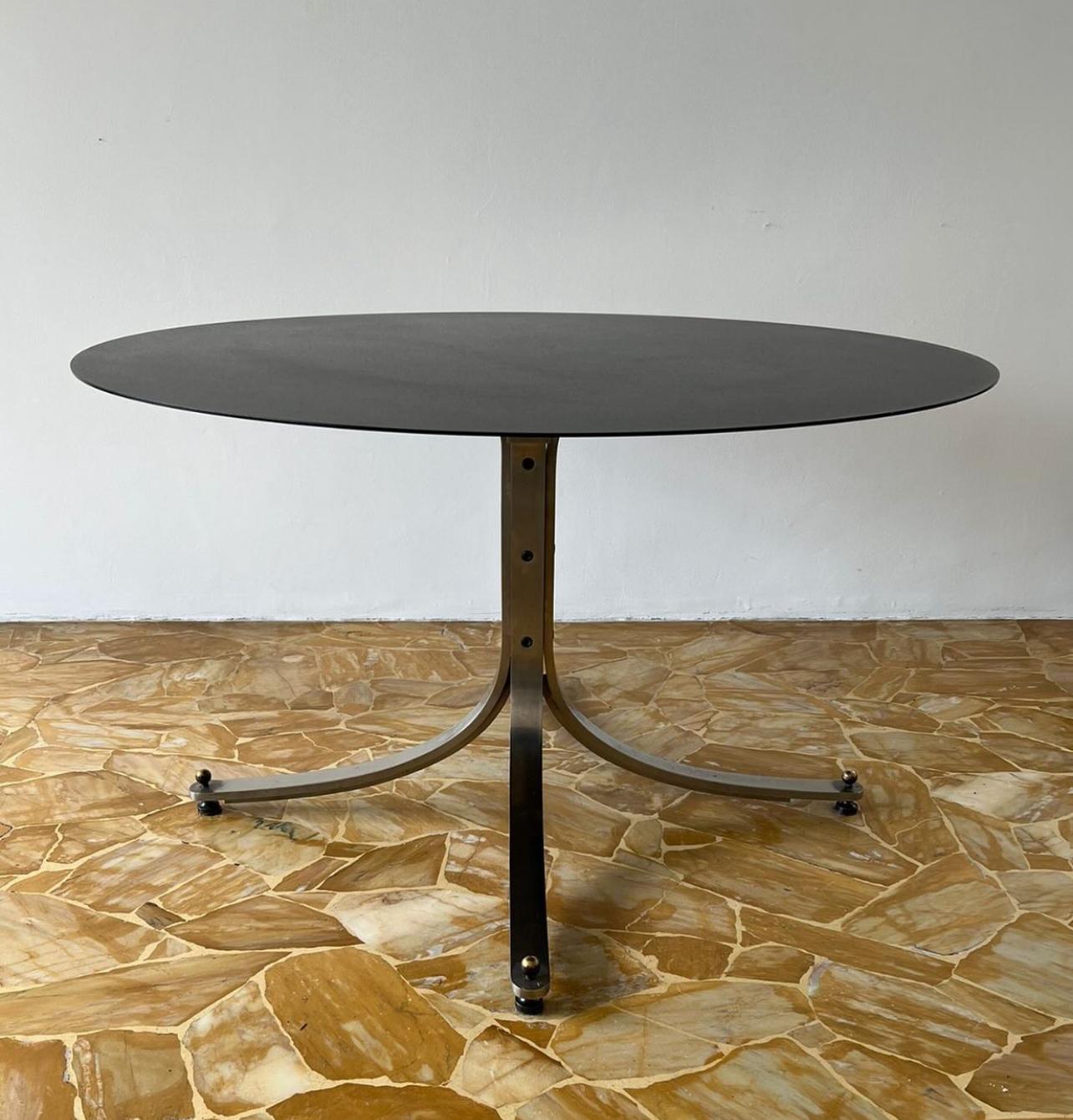 Mid-Century Modern Steel Dining Table, Sergio Mazza for Arflex For Sale