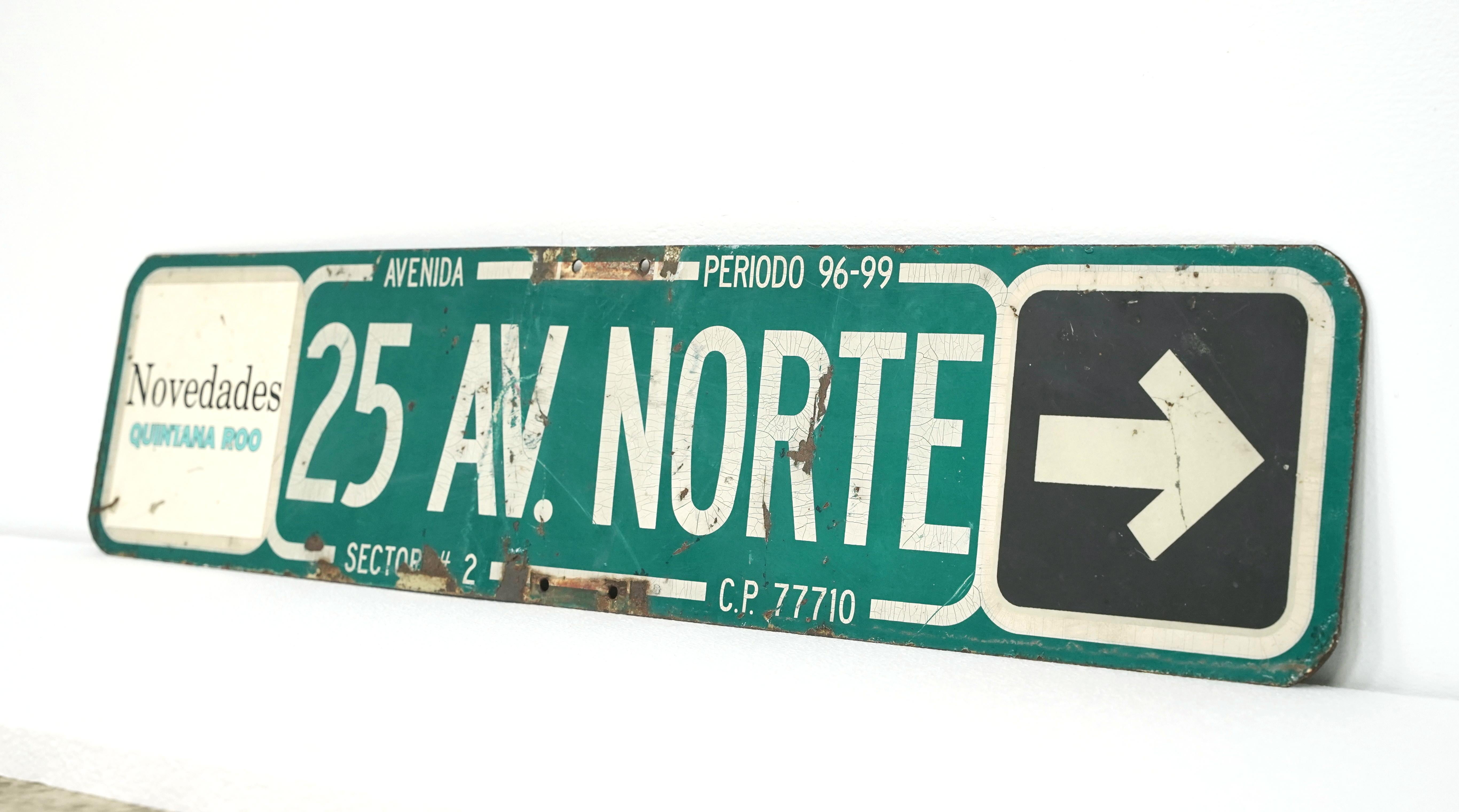 Industrial Steel Double Sided 25 Ave. North Street Sign For Sale